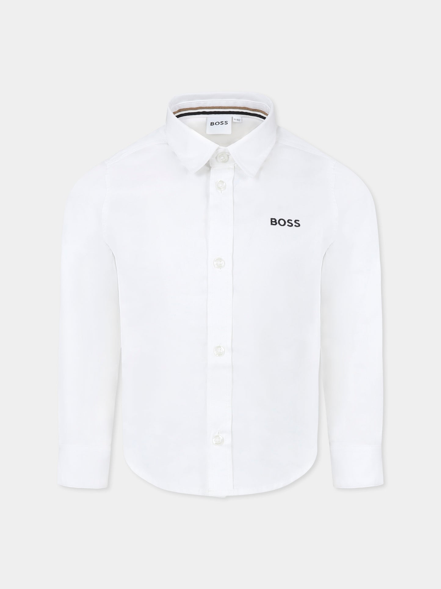 Camicia bianca per bambino con logo,Boss,J51606 10P