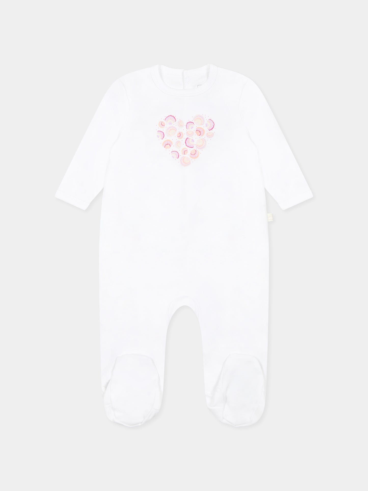 Tutina bianca per neoanta con cuore e conchiglie,Carrement Beau,Y30023 10P