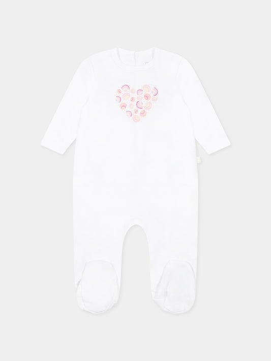 Tutina bianca per neoanta con cuore e conchiglie,Carrement Beau,Y30023 10P