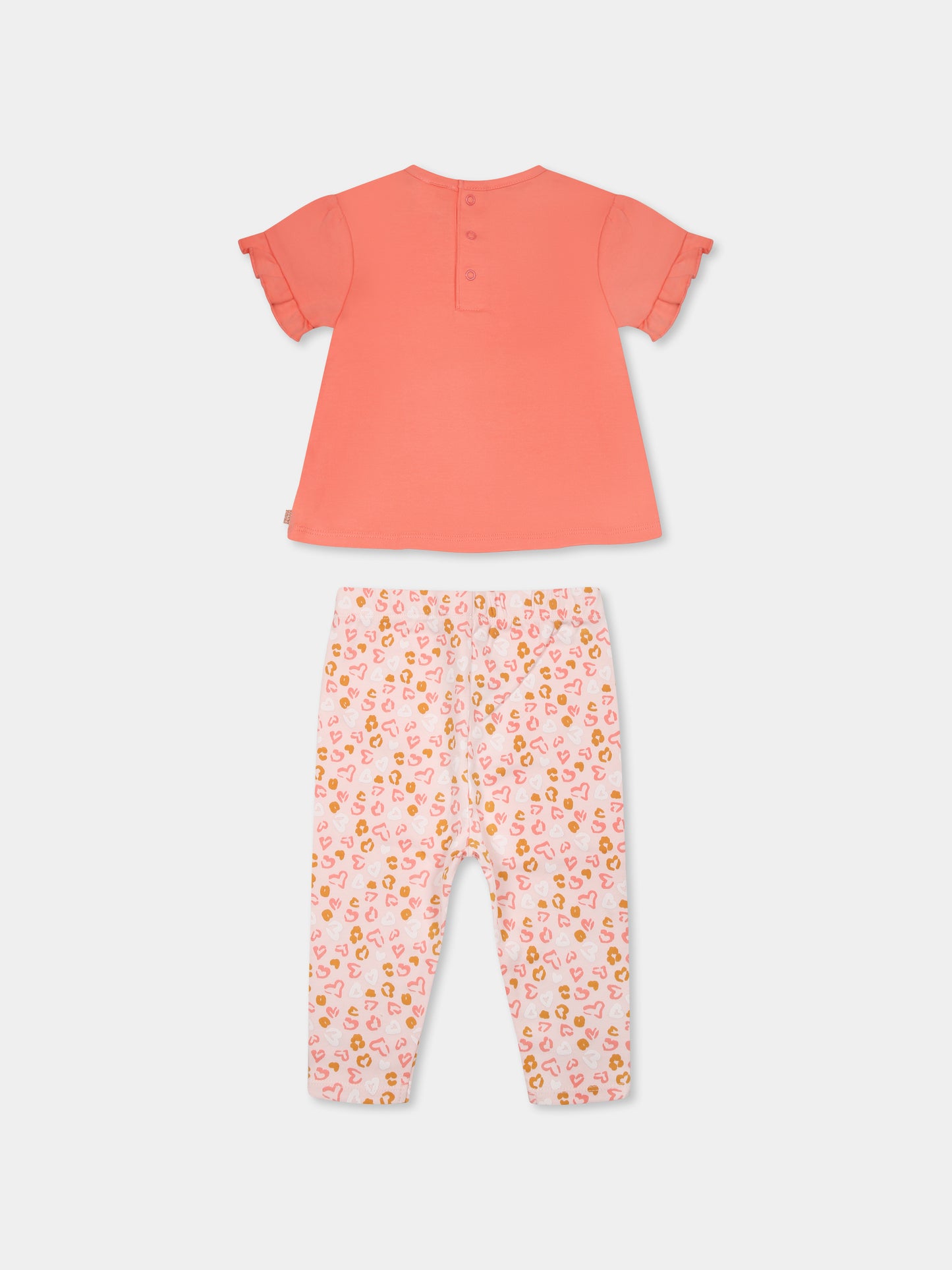 Completo rosa per neonata con stampa leopardo,Carrement Beau,Y30079 43B