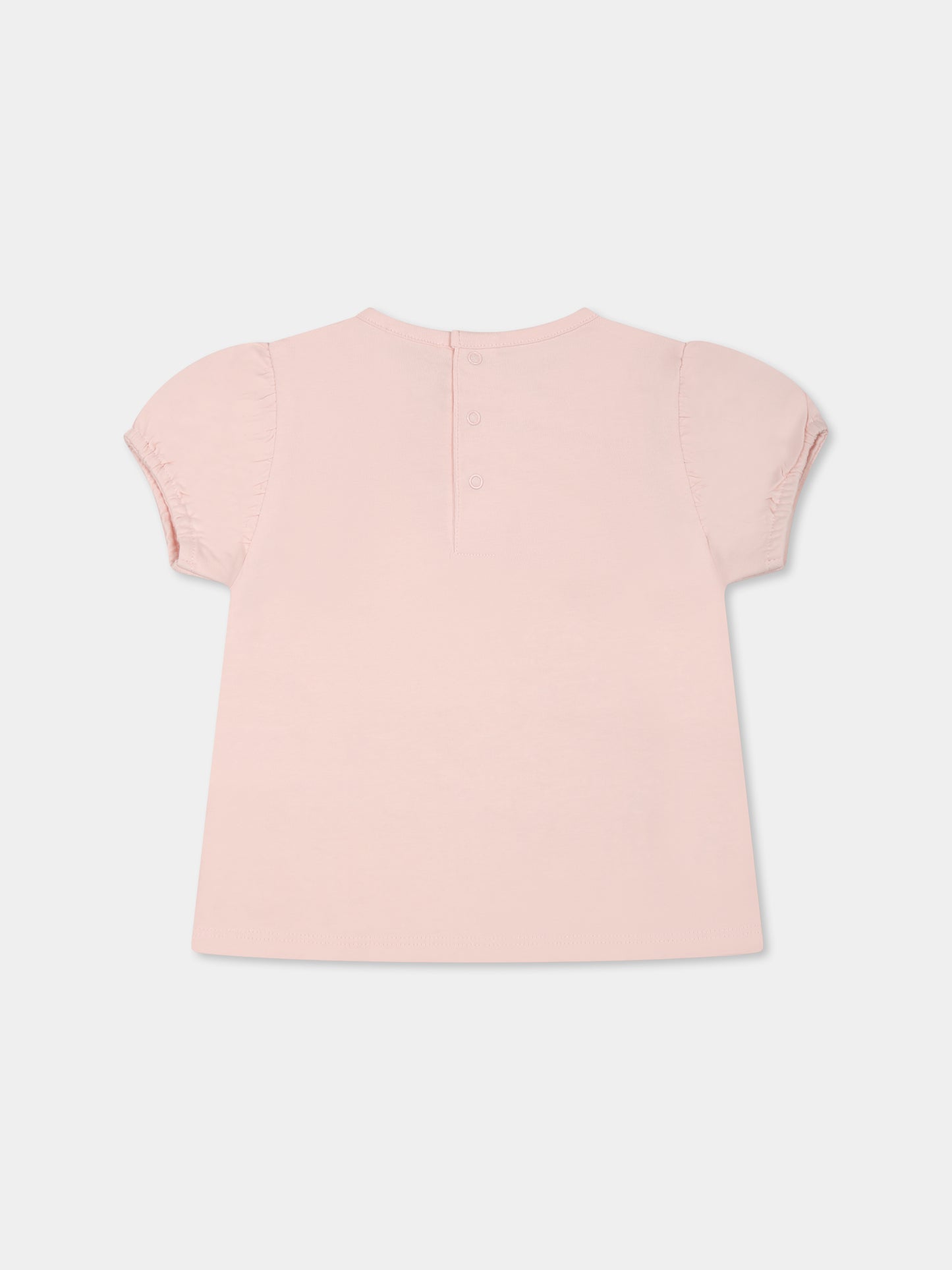 T-shirt rosa per neonata con conchiglia