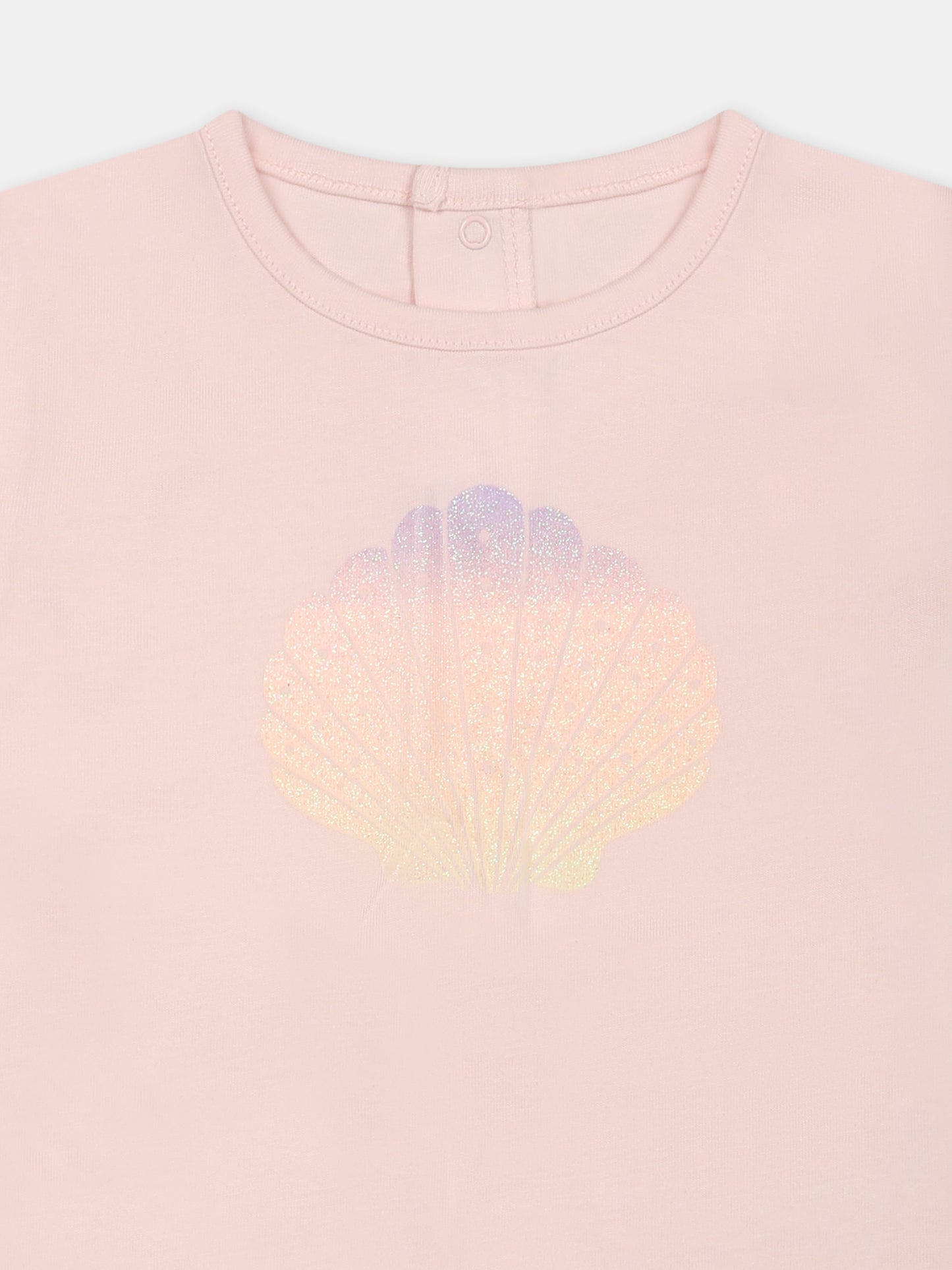 T-shirt rosa per neonata con conchiglia