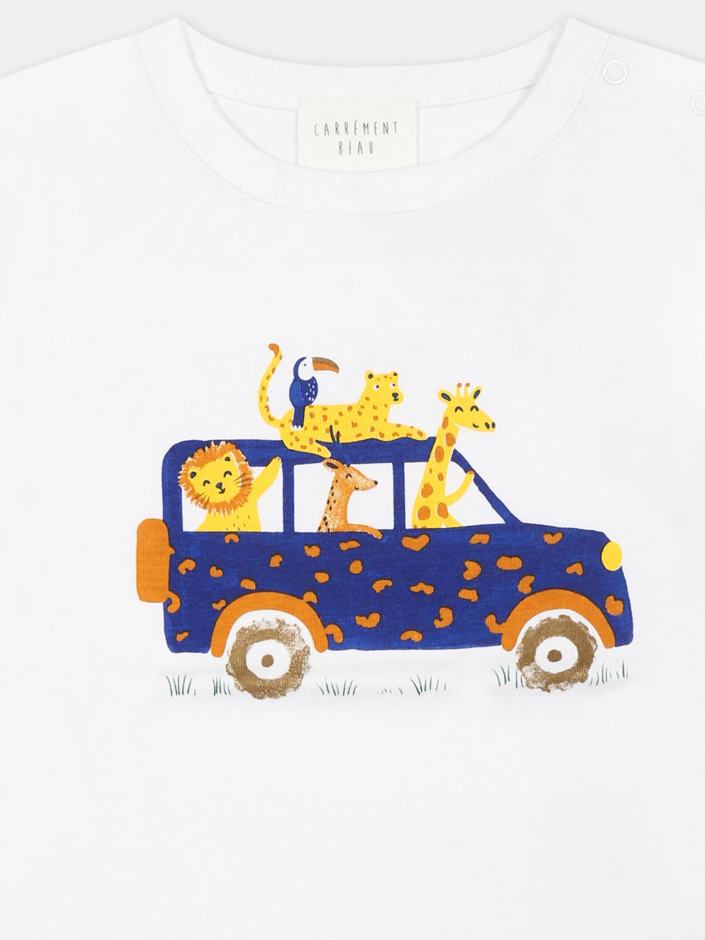 T-shirt bianca per neonato con animali,Carrement Beau,Y30153 10P