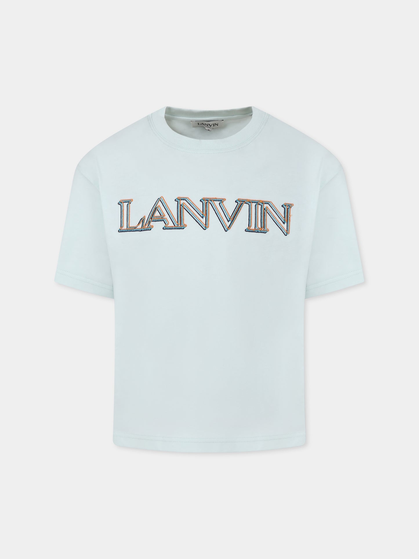 T-shirt verde per bambino con logo,Lanvin Petite,N30065 73B