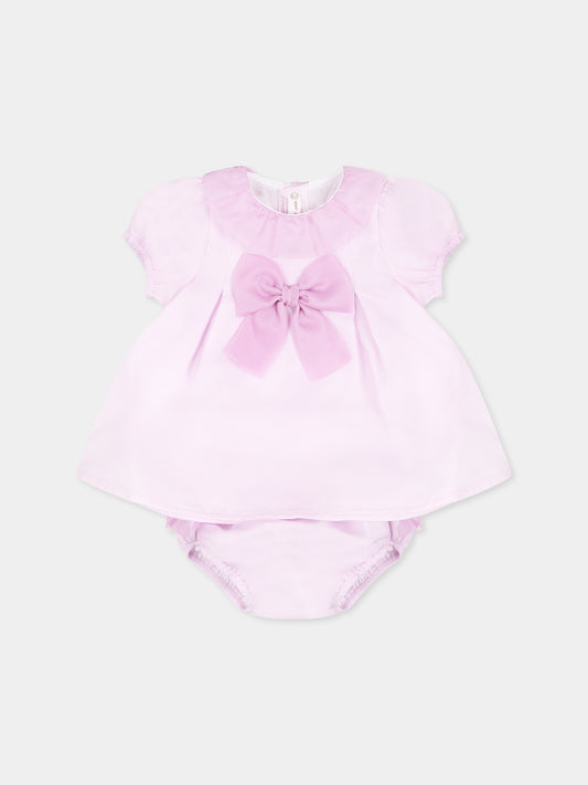 Completo lilla per neonata con fiocco