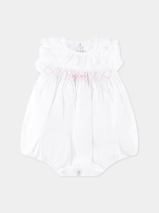 Pagliaccetto bianco per neonata con ricamo,Mercadante 1939,MP006 BIANCO