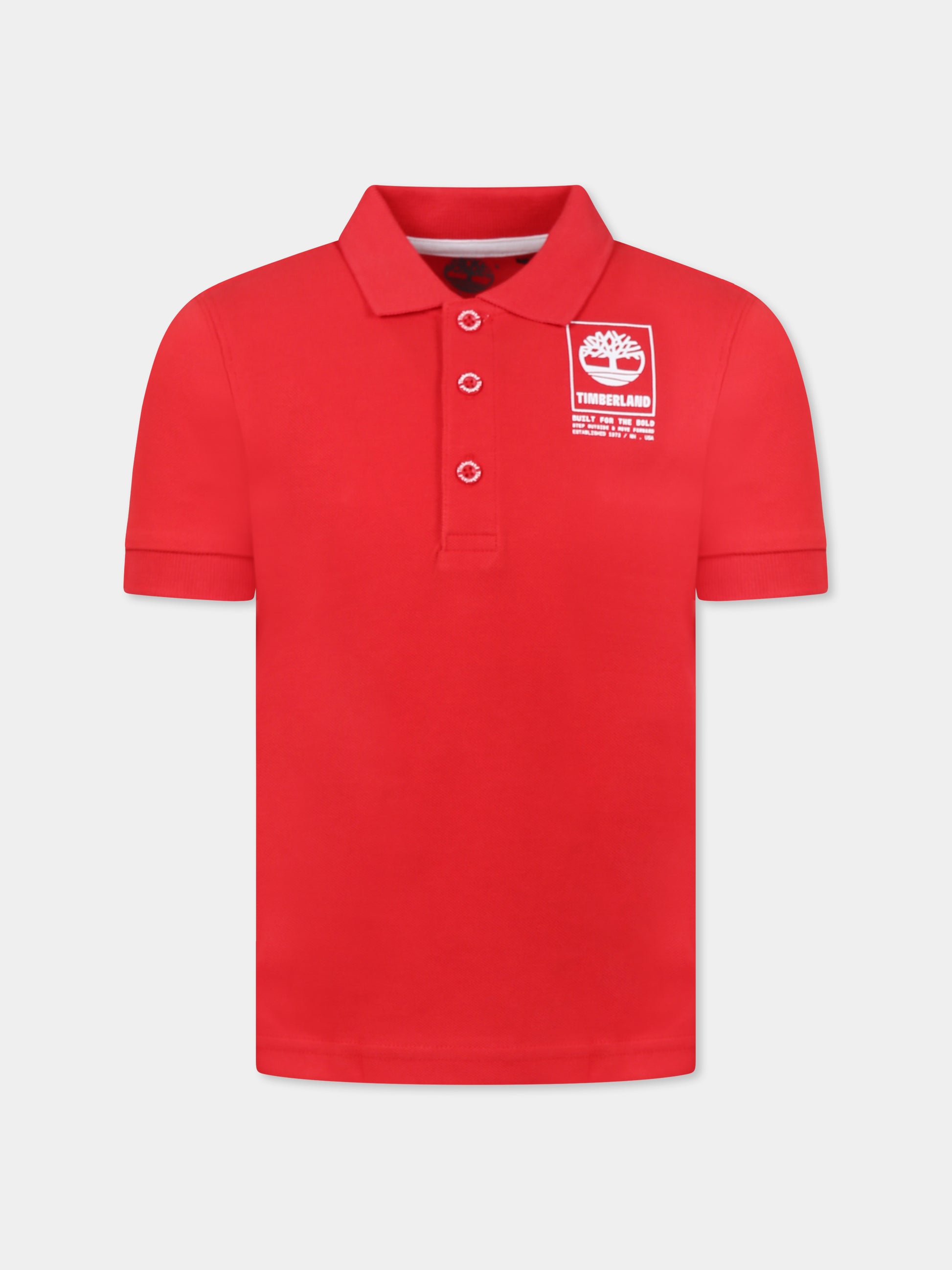 Polo rossa  per bambino con logo,Timberland,T60061 990