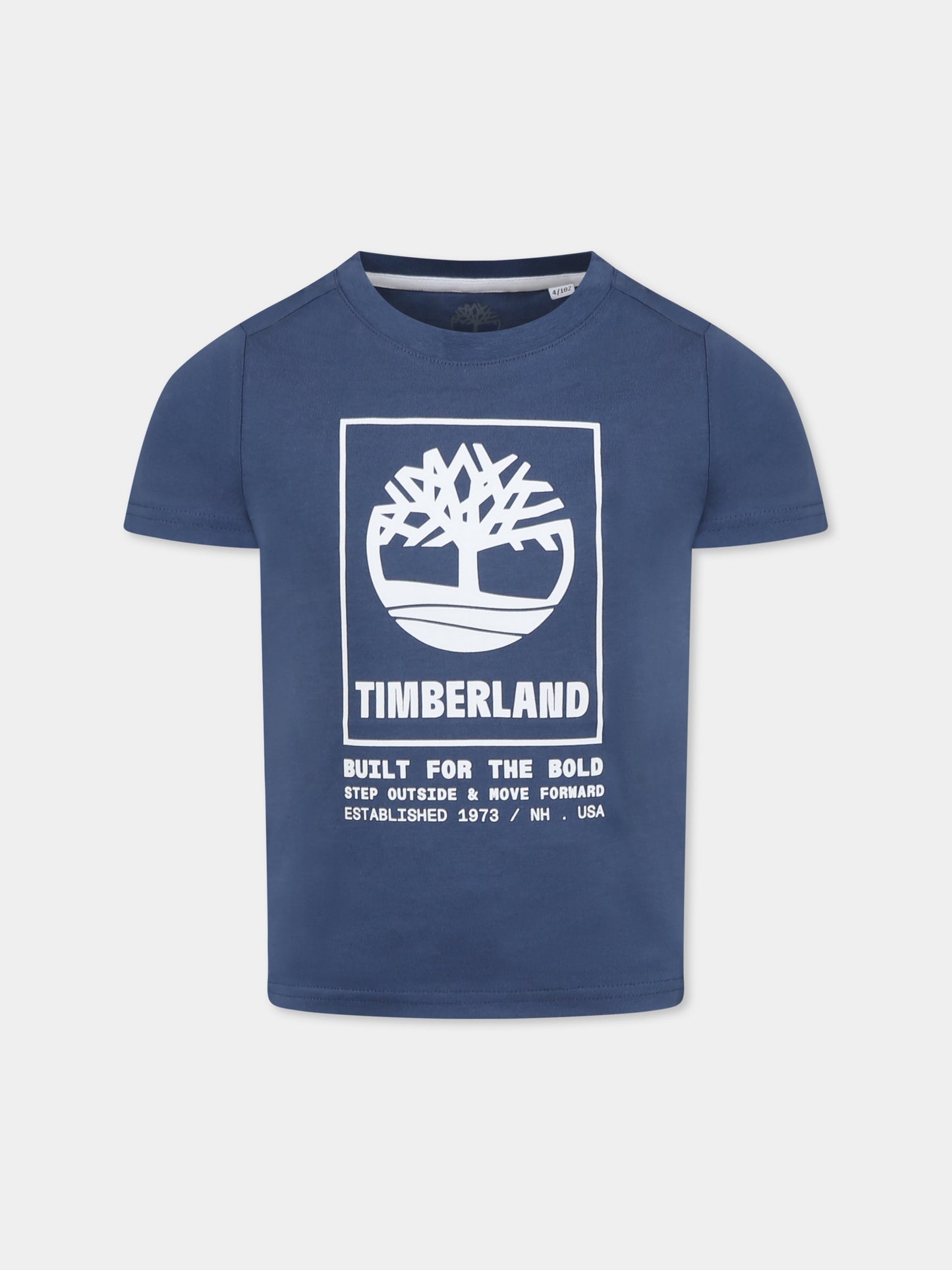 T-shirt blu per bambino con logo,Timberland,T60082 82H