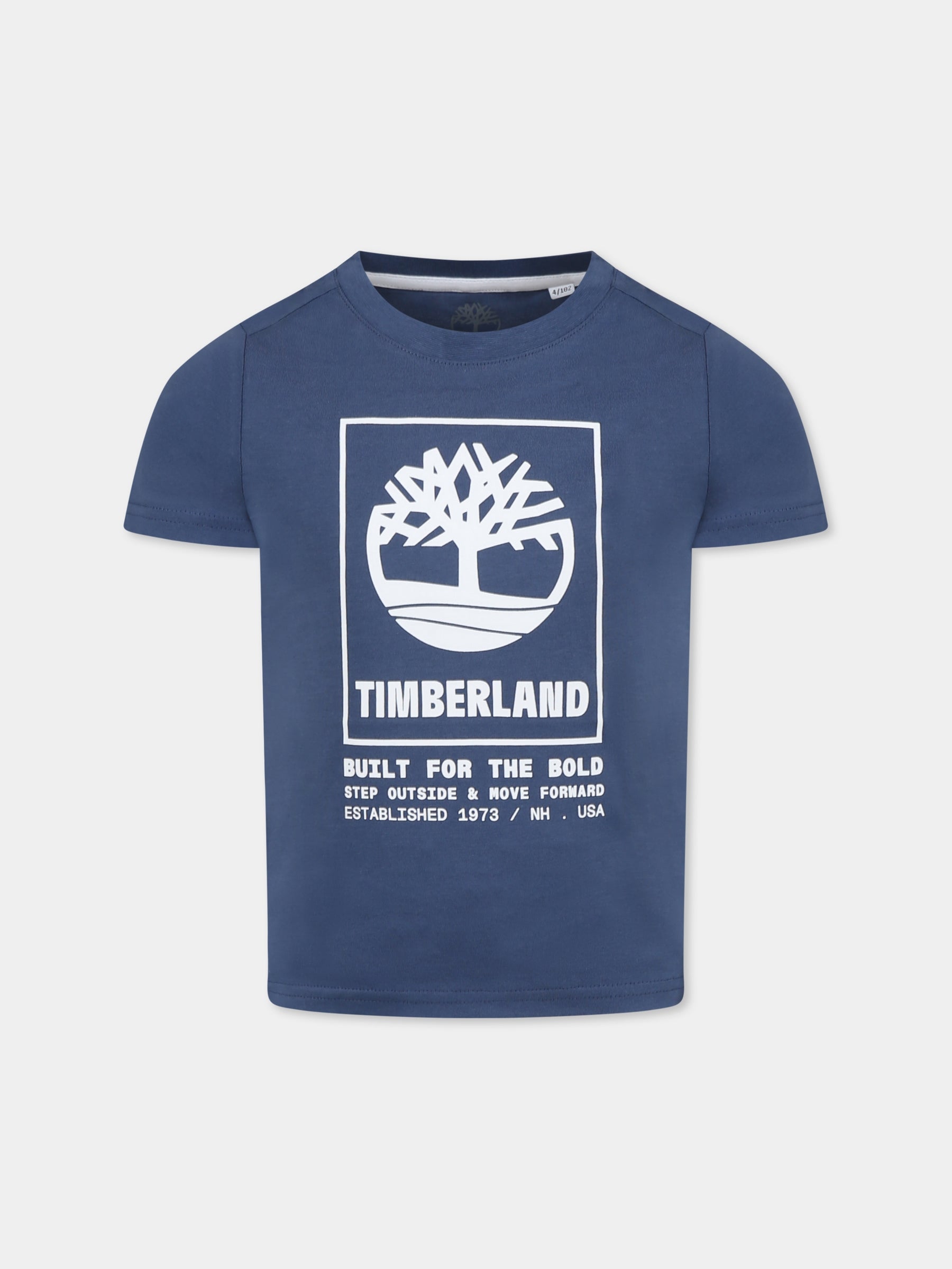 T-shirt blu per bambino con logo,Timberland,T60082 82H