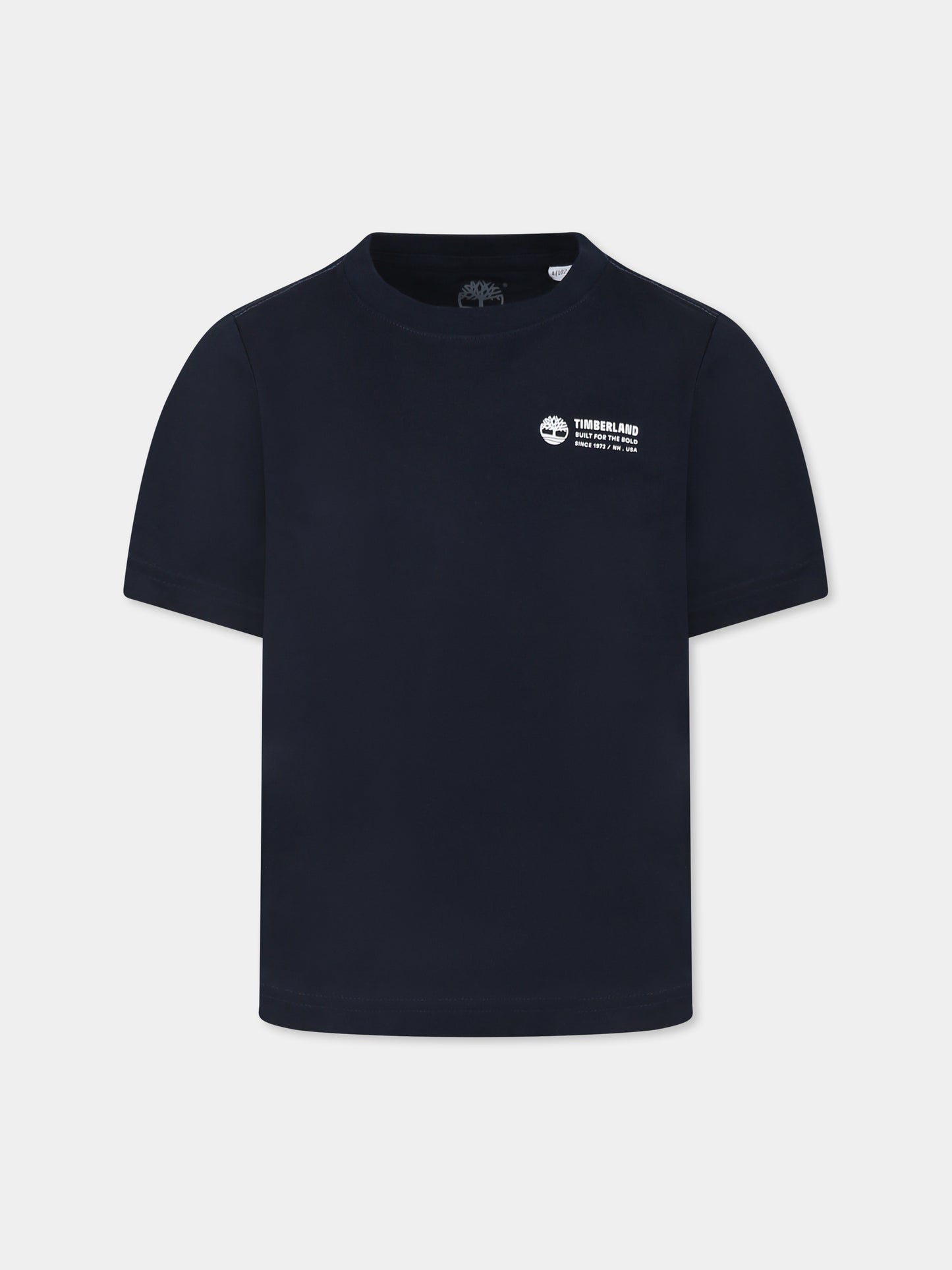 T-shirt blu per bambino con logo,Timberland,T60091 83D