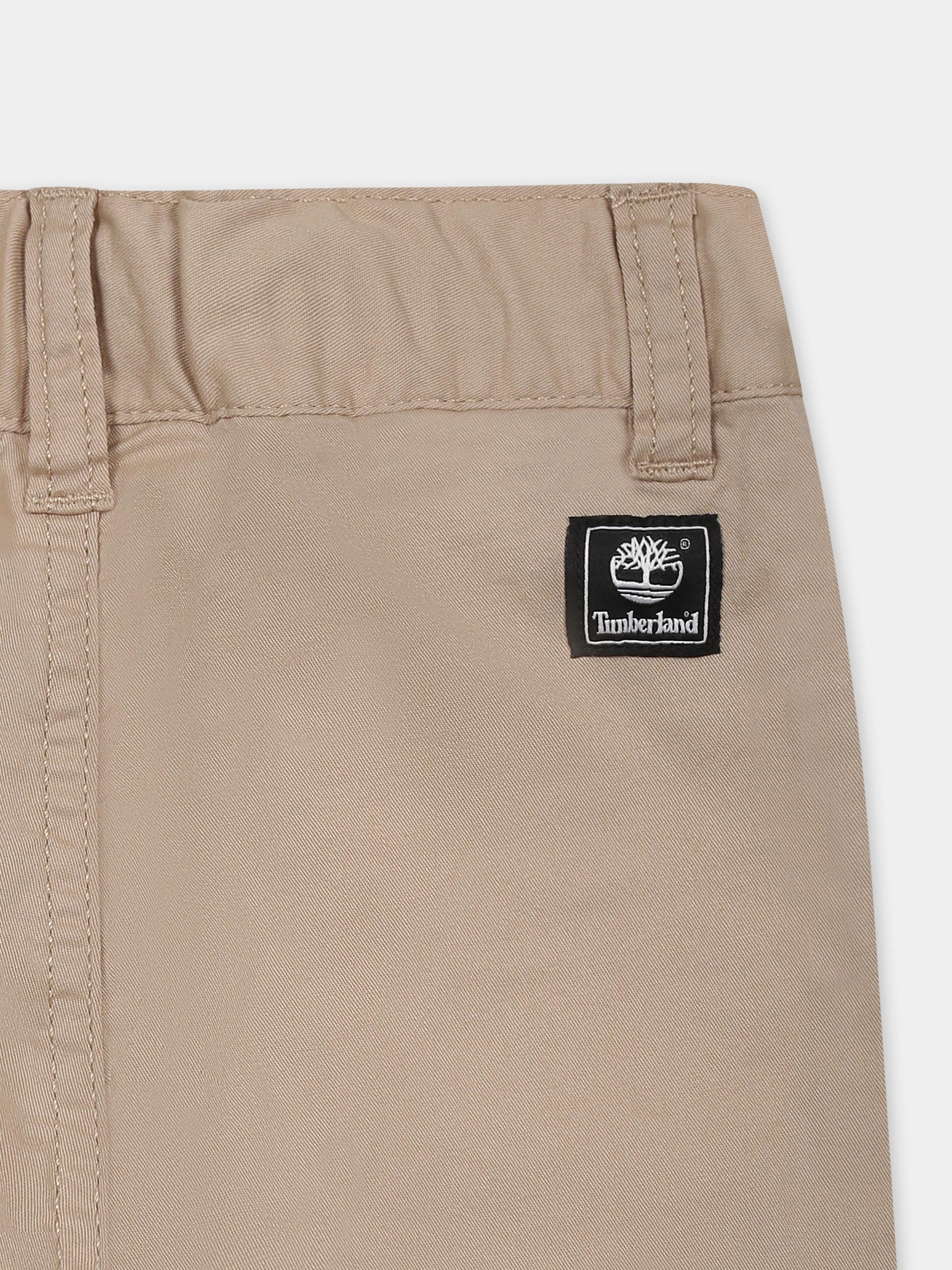 Shorts beige per neonato con logo,Timberland,T60125 252