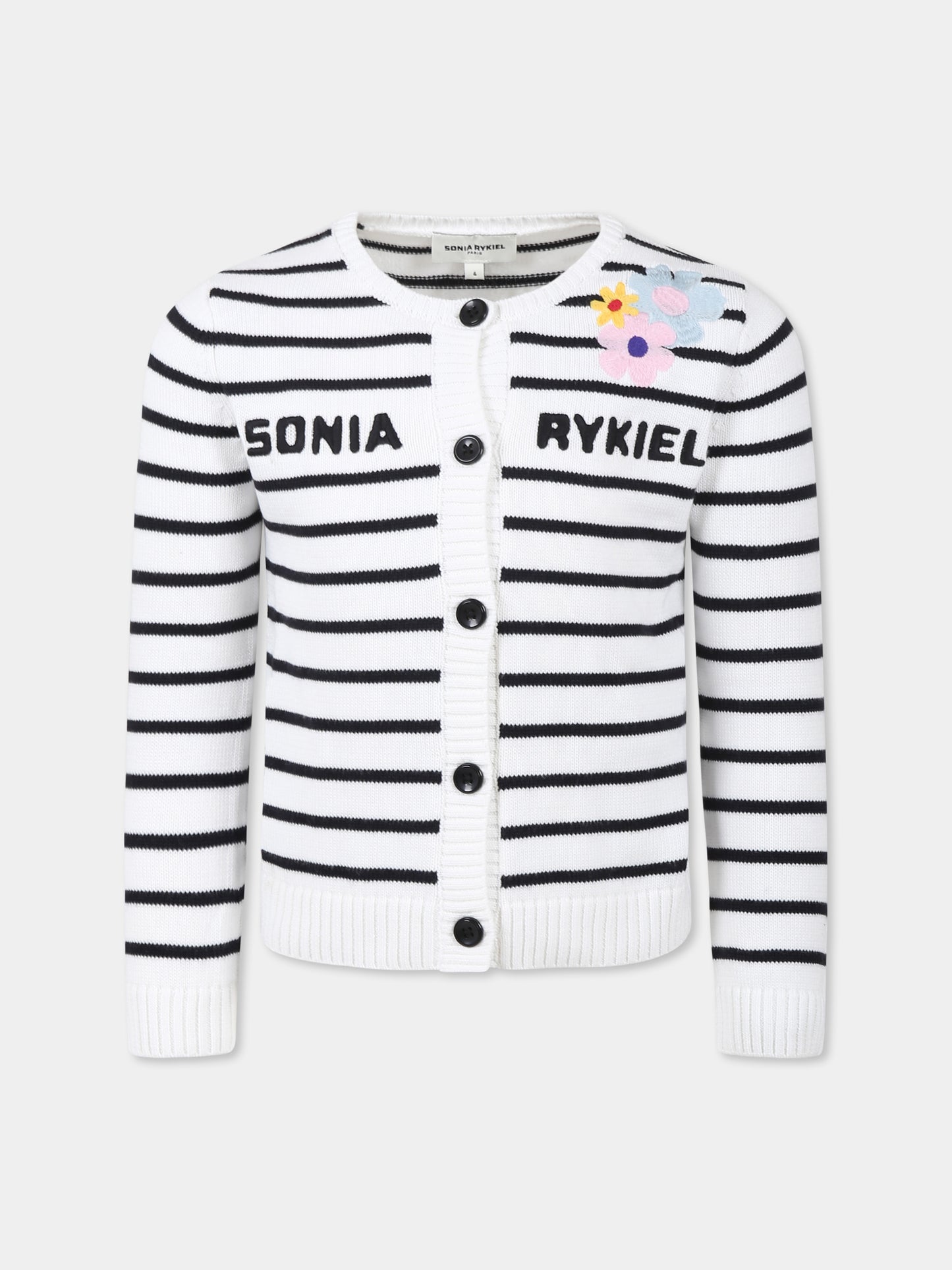 Cardigan bianco per bambina con logo,Sonia Rykiel Paris,A00179 10P