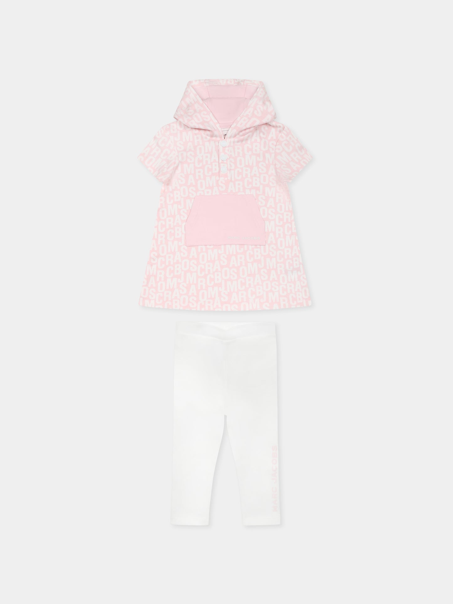Completo rosa per neonata con logo all over