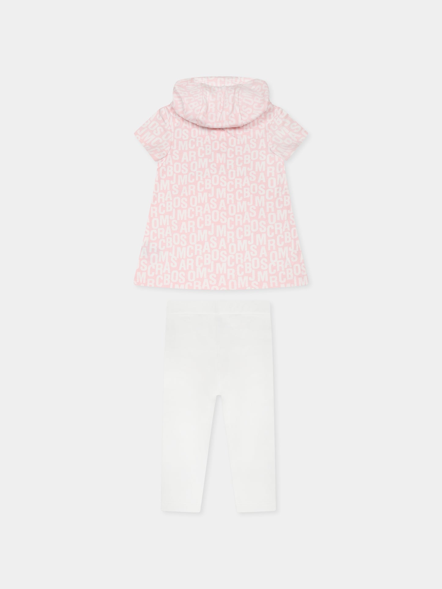 Completo rosa per neonata con logo all over