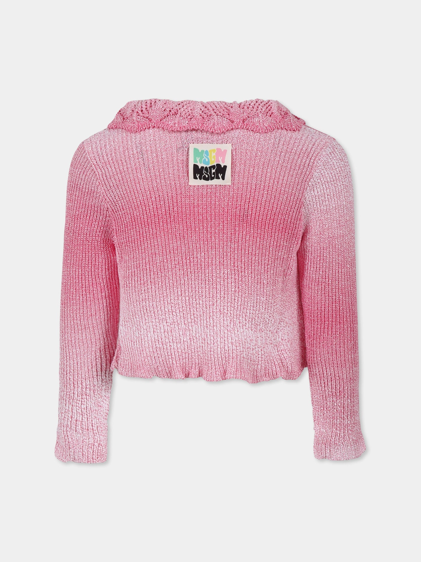 Cardigan rosa per bambina con logo,Msgm Kids,S5MSJGCA146 MS003