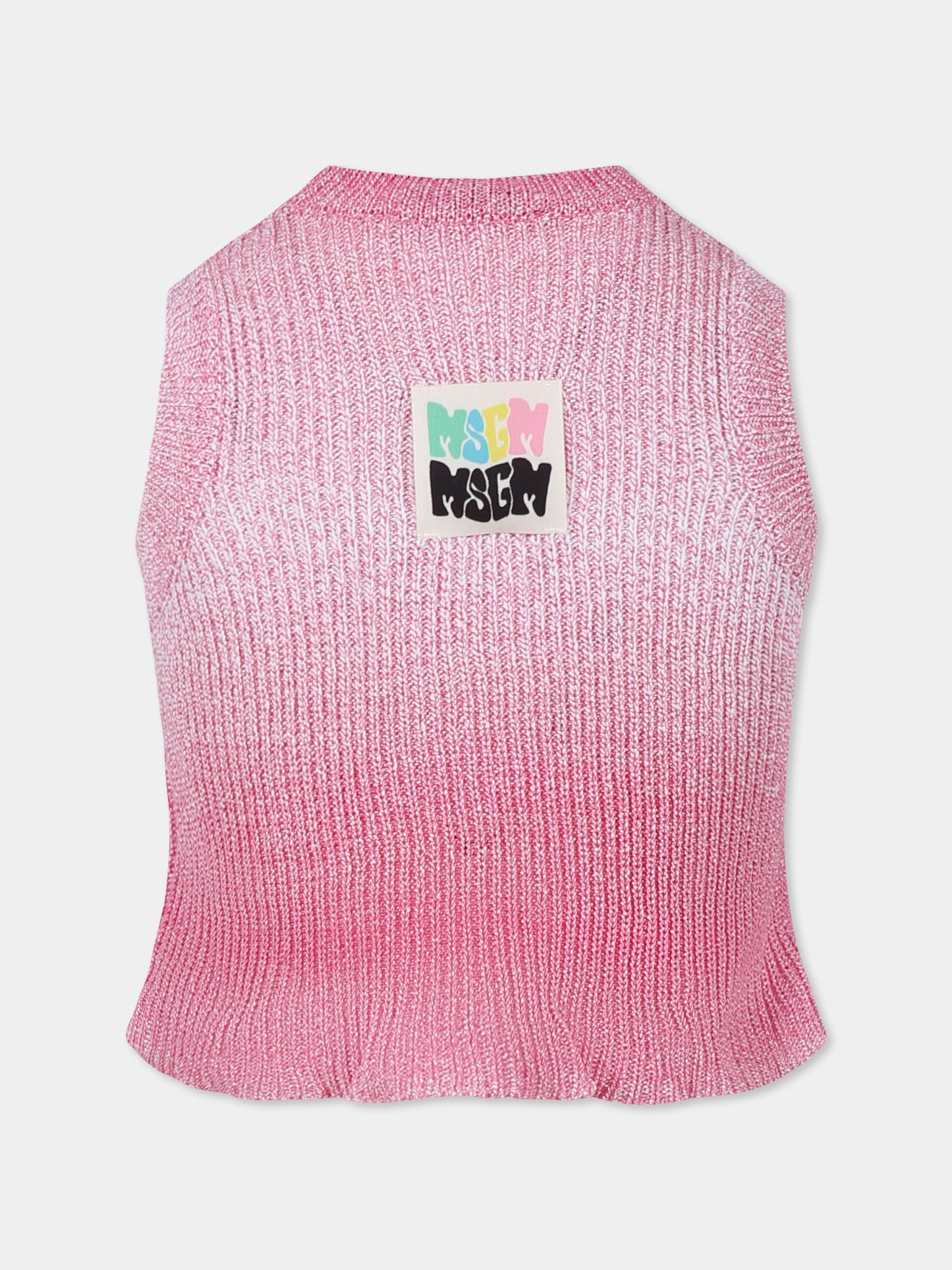 Canotta rosa per bambina con logo,Msgm Kids,S5MSJGTA086 MS003
