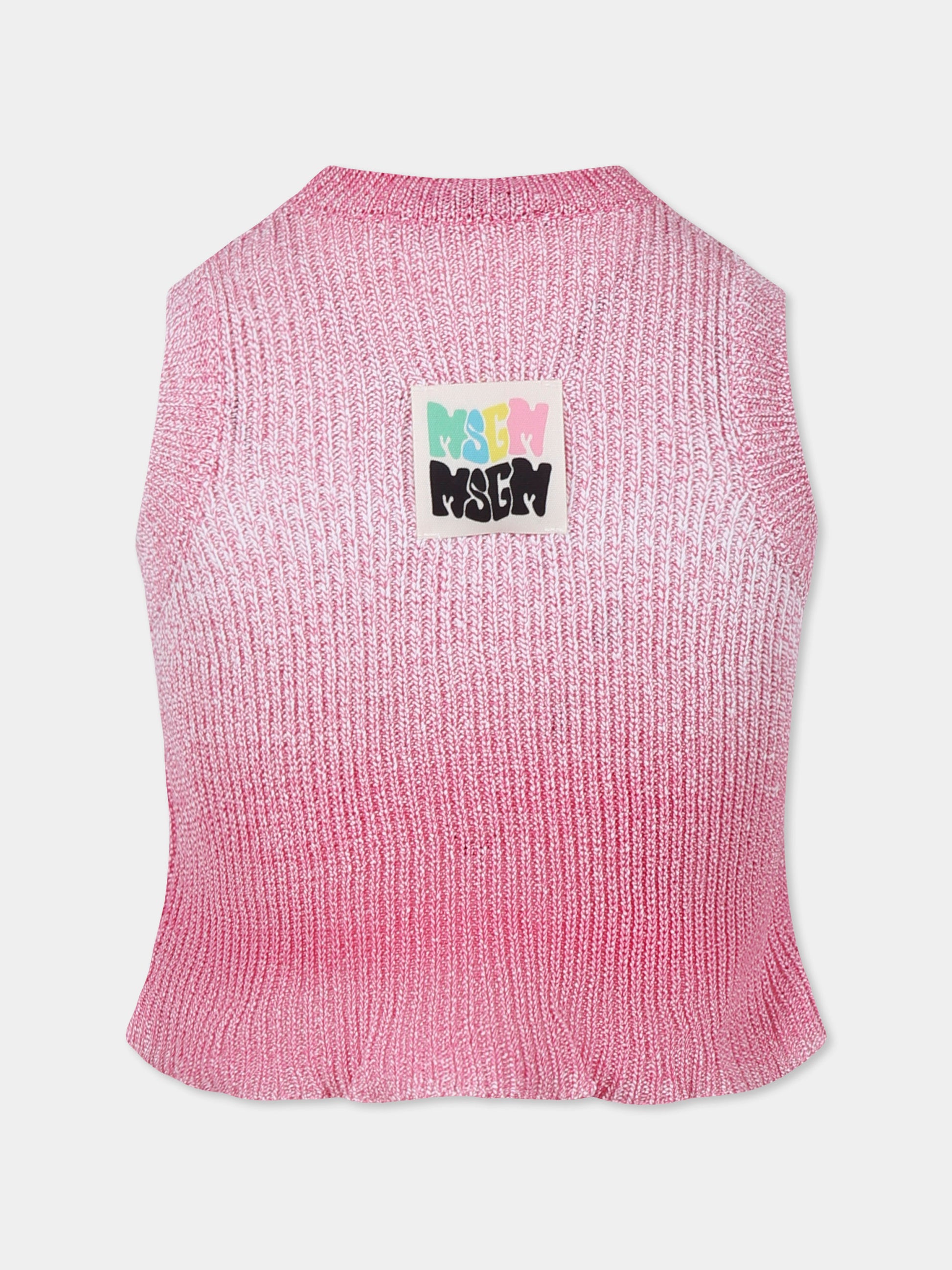 Canotta rosa per bambina con logo,Msgm Kids,S5MSJGTA086 MS003