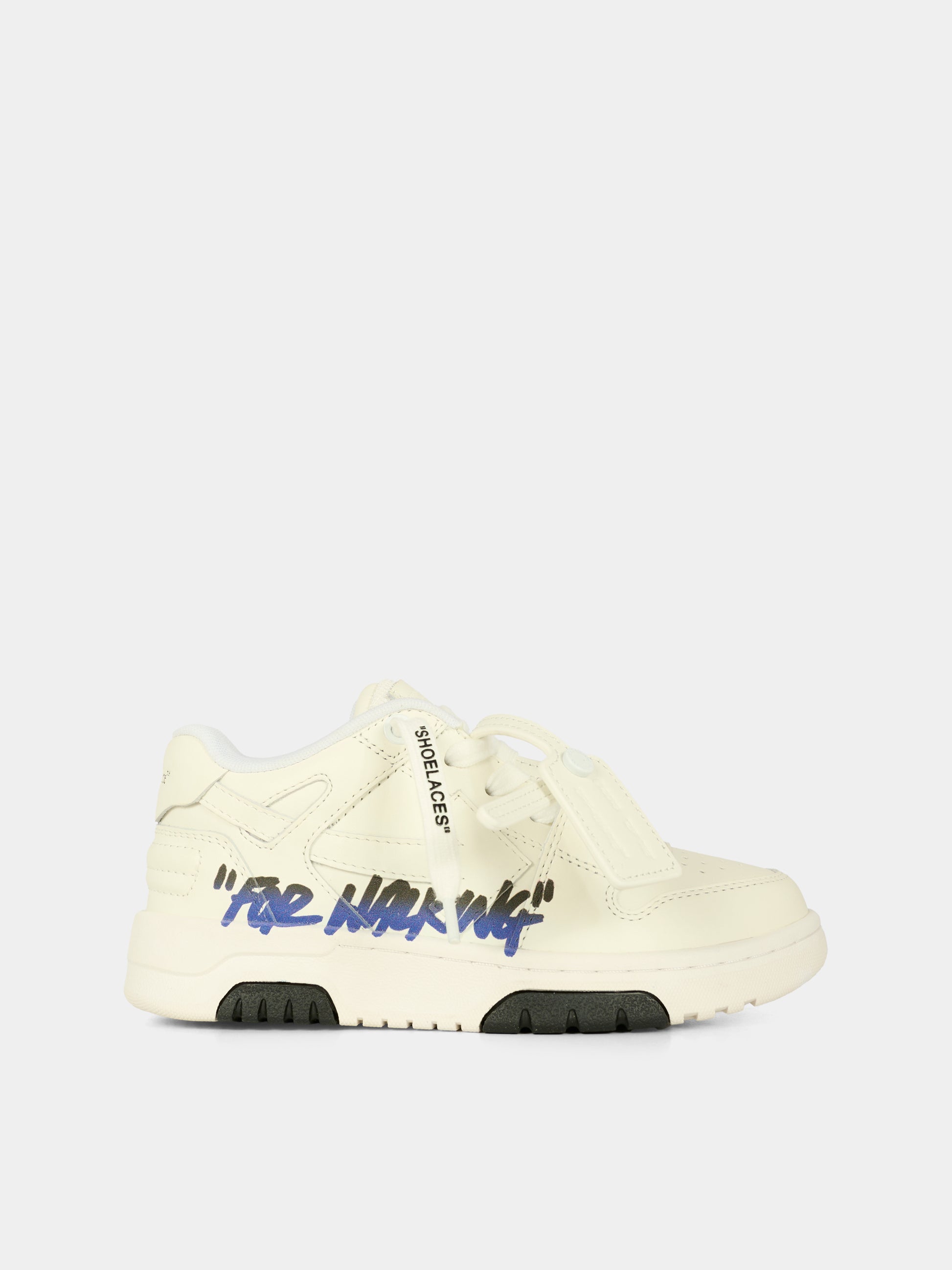 Sneakers Out of Office bianche per bambino con freccia,Off White,OBIA011F25LEA0020149