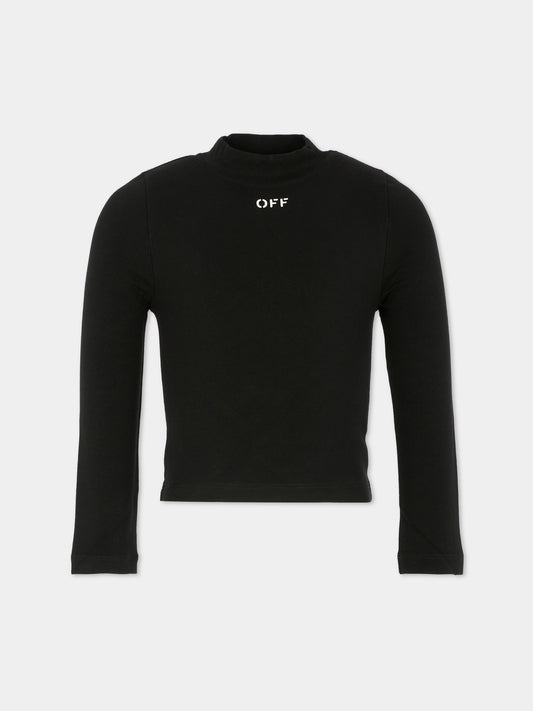 Dolcevita nero per bambina con logo,Off White,OGAB00AF25JER0011001