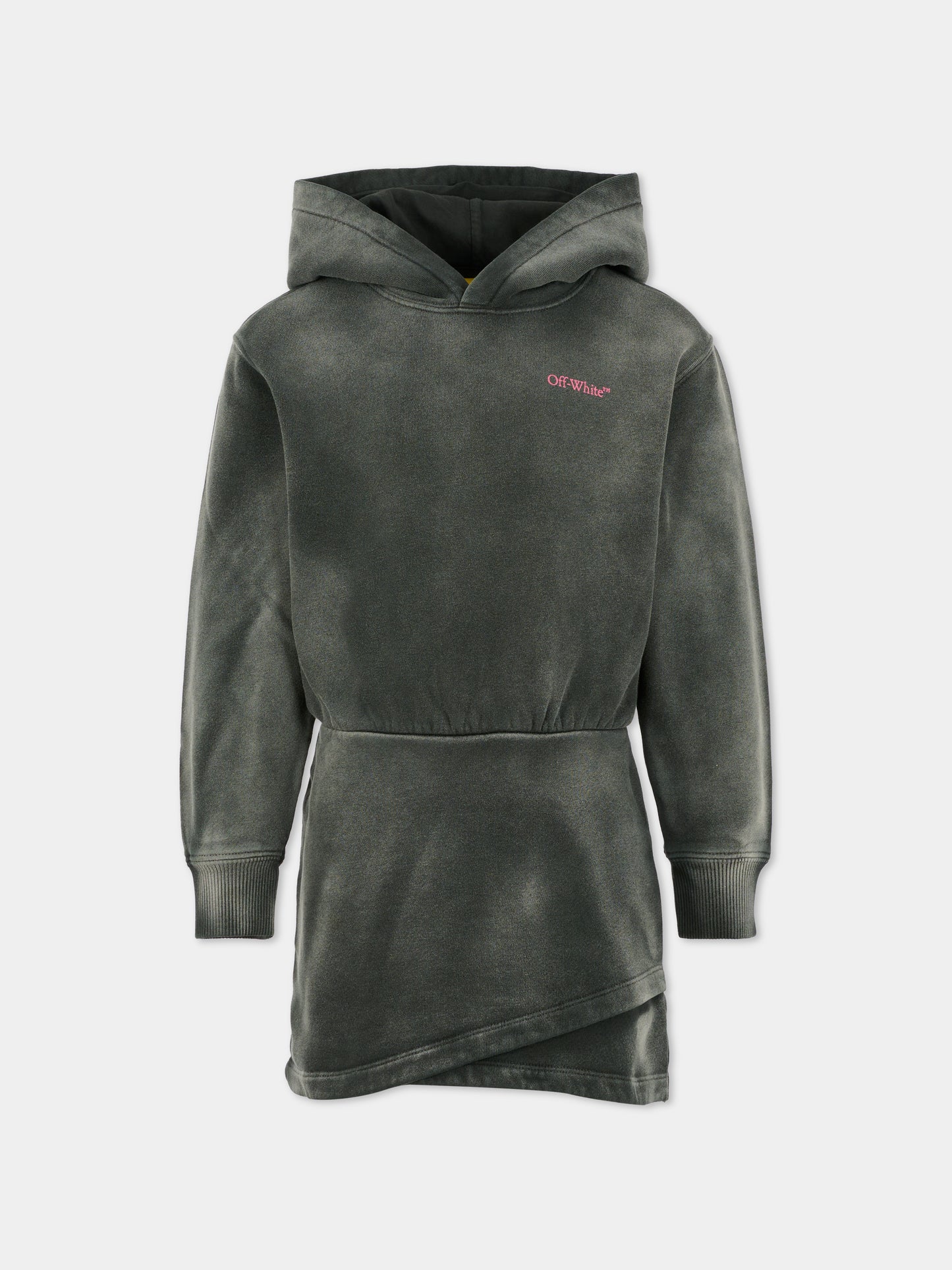 Vestito grigio per bambina con logo,Off White,OGDF005F25FLE0020732