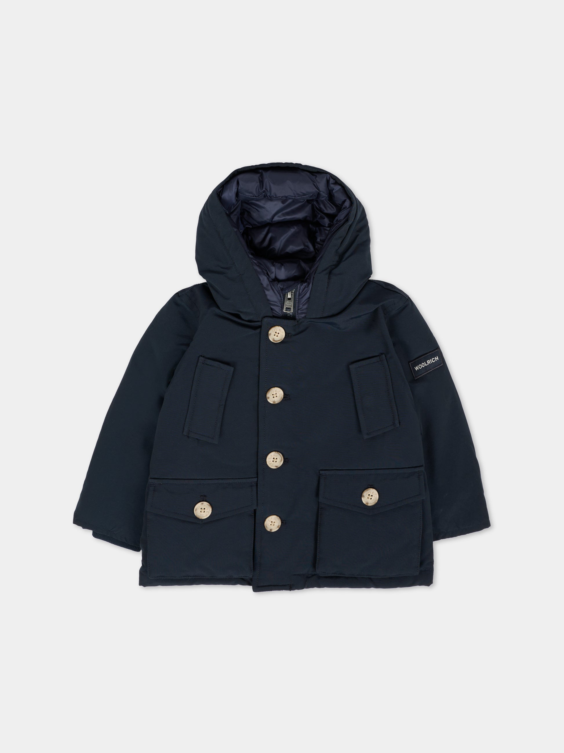 Parka blu My First No Fur per neonato con logo,Woolrich Kids,CFWKOU0484MRUT0641 - UT0641 - MLB