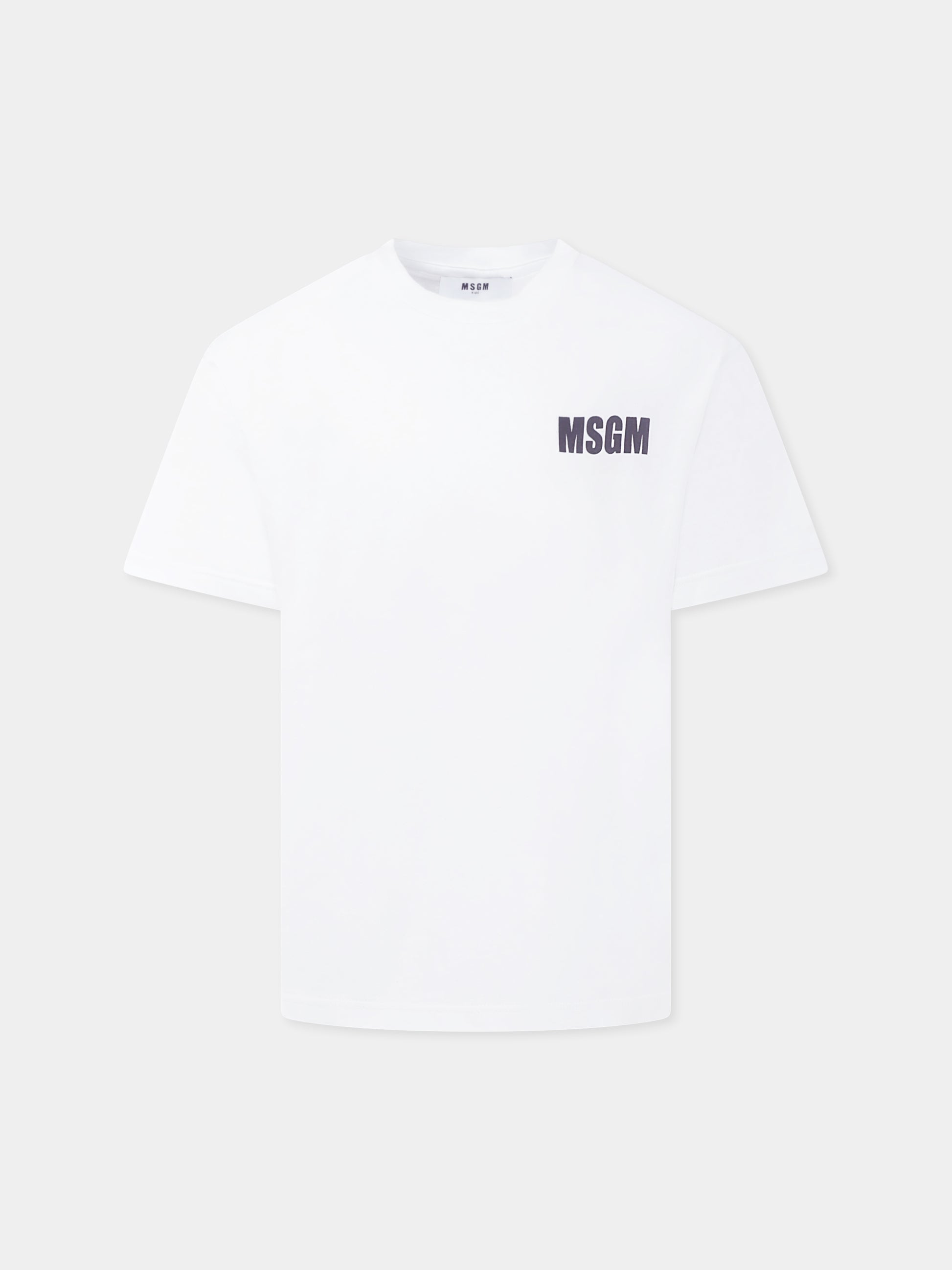 T-shirt bianca per bambini con logo,Msgm Kids,S5MSJUTH066 001