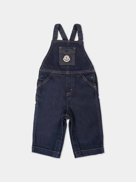 Salopette denim per neonato con logo,Moncler Kids,K2951 2G00004 5974Q 791