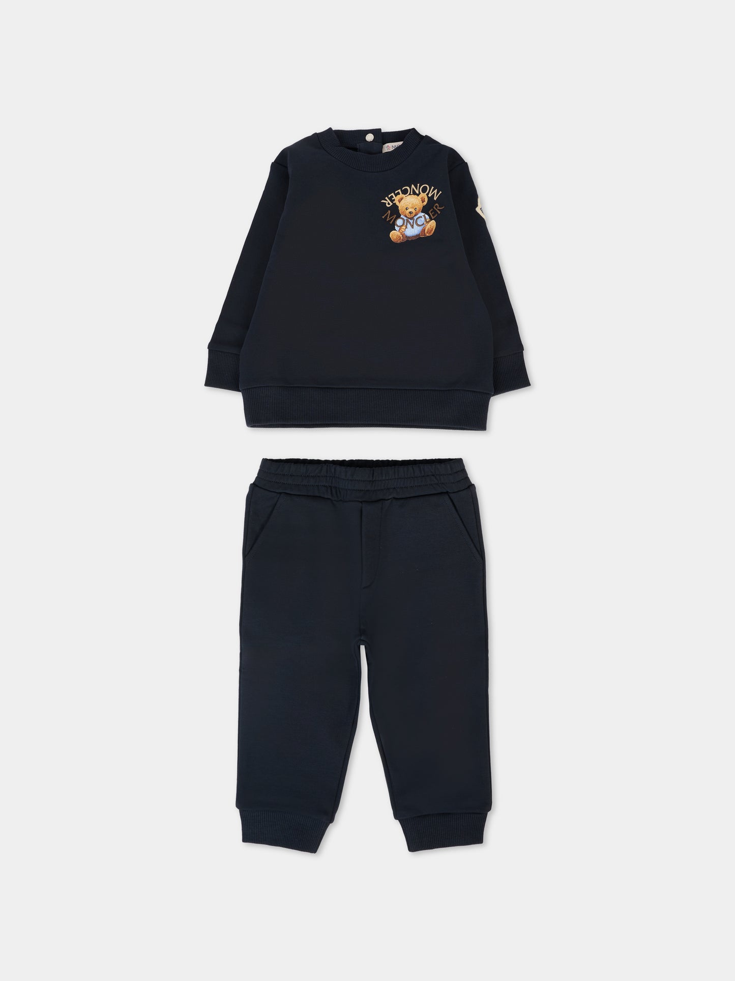 Completo blu per neonato con orsetto,Moncler Kids,K2951 8M00008 89AM3 778