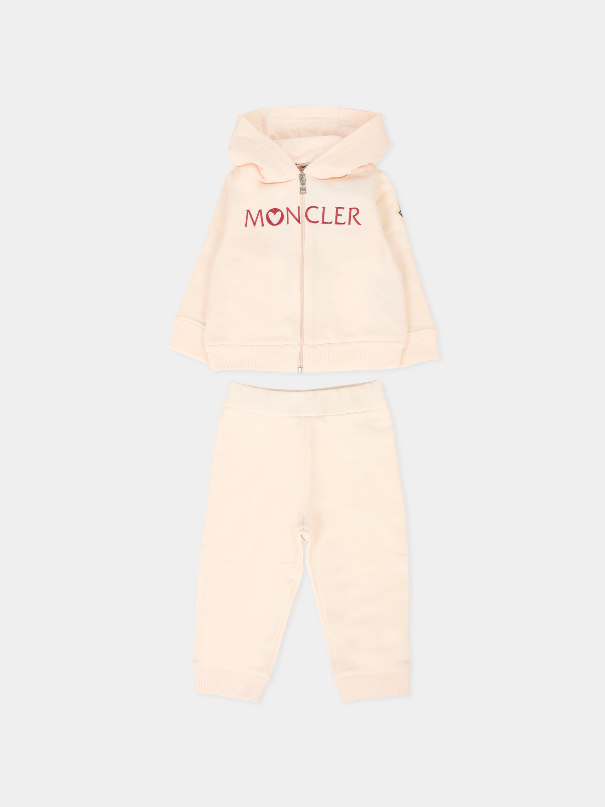 Completo rosa per neonata con logo,Moncler Kids,K2951 8M00010 89A23 529