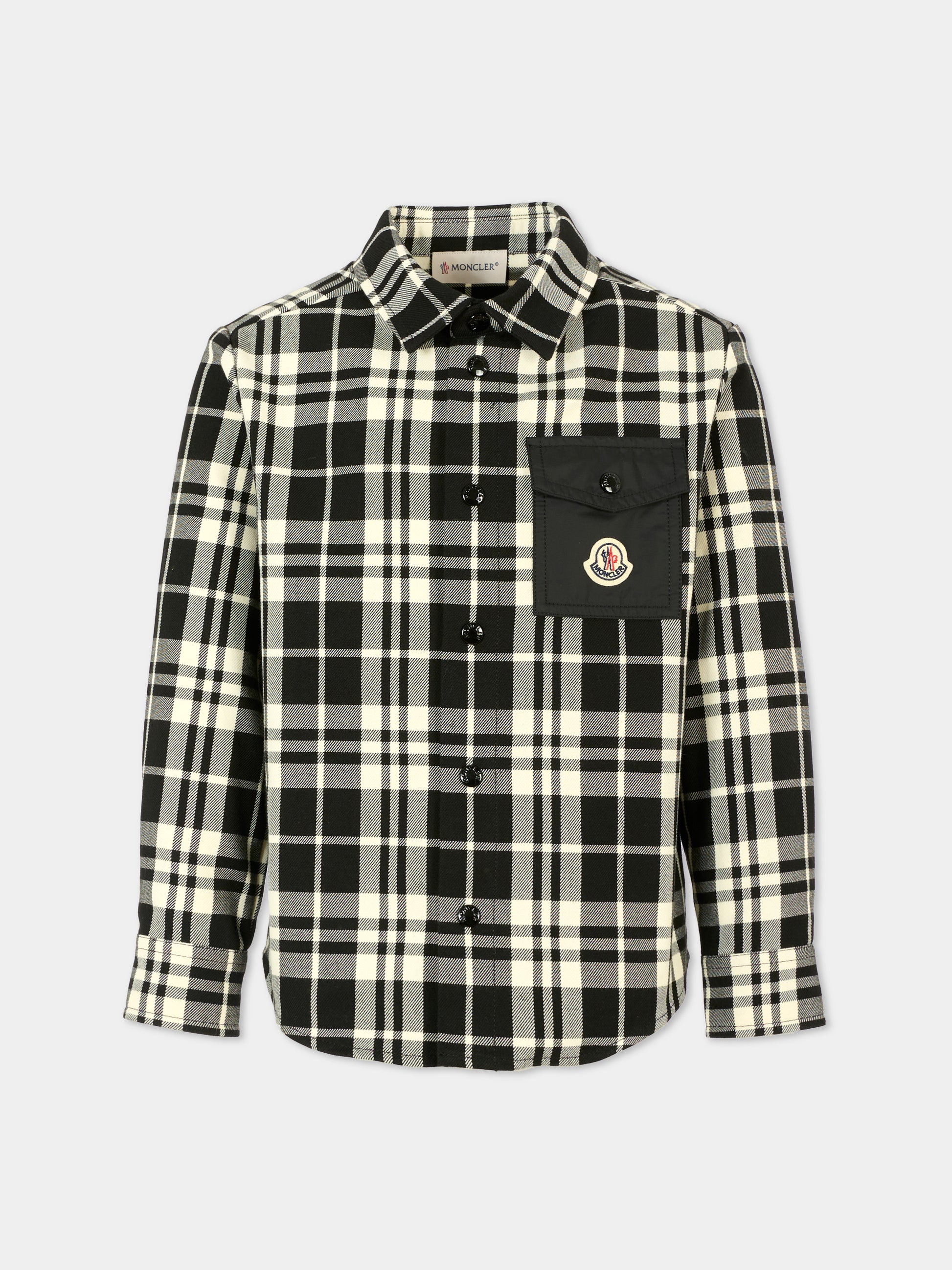 Camicia nera per bambino con logo,Moncler Kids,K2954 2F00004 598ZH F90