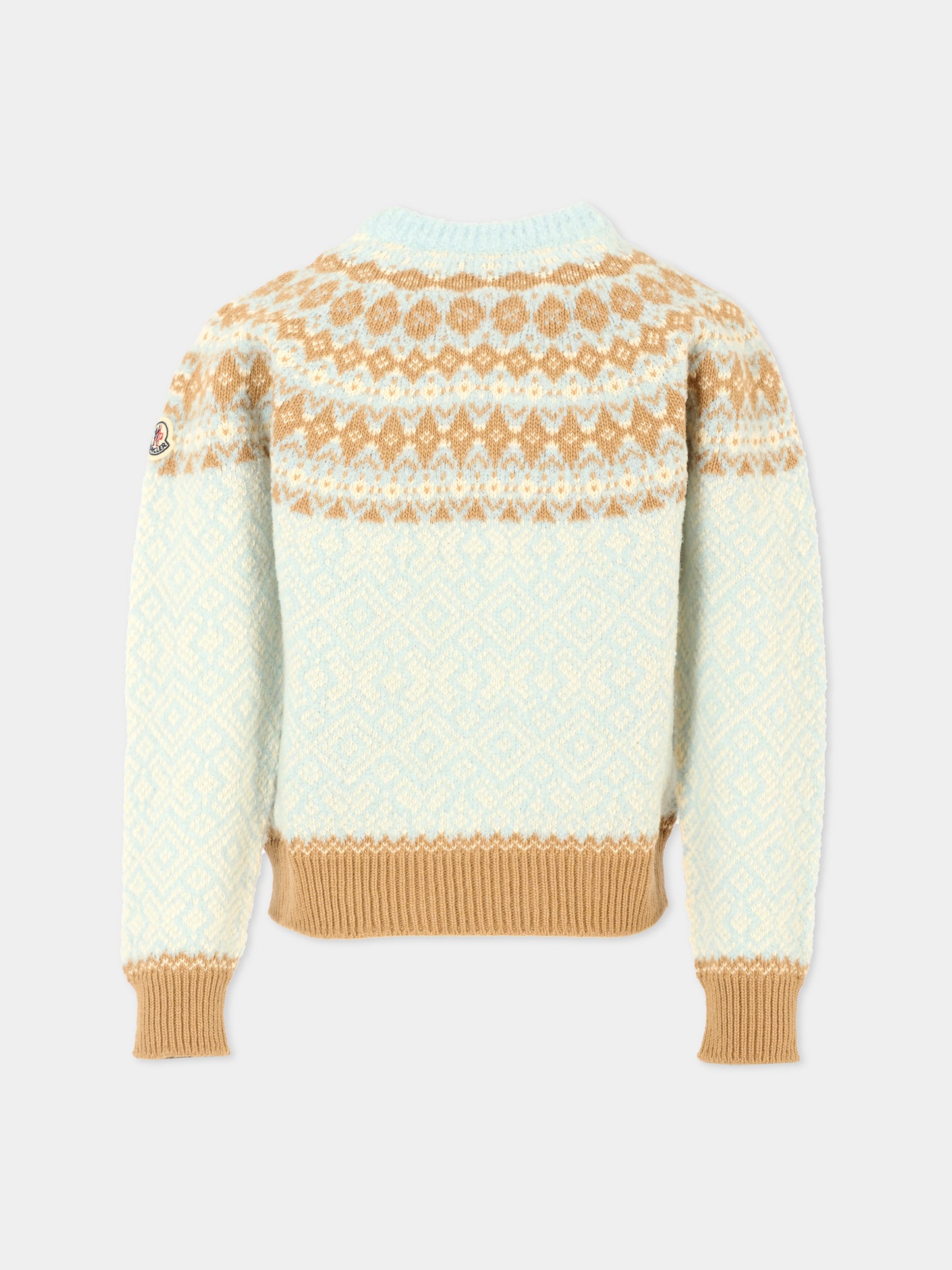 Maglione celeste per bambina con logo,Moncler Kids,K2954 9C00008 M4505 702