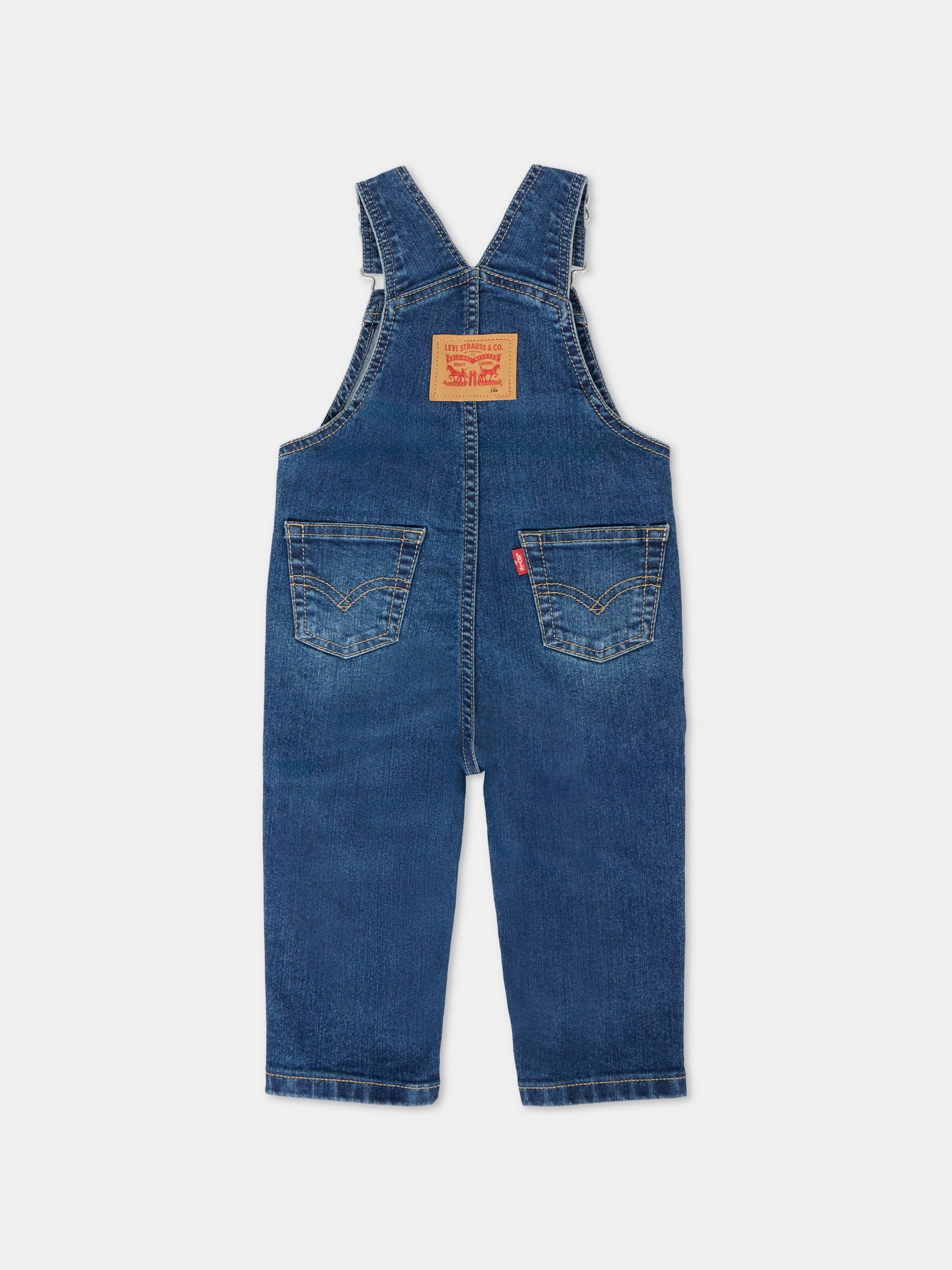 Salopette denim per neonati con patch logo,Levi's Kids,6ED533 MFW