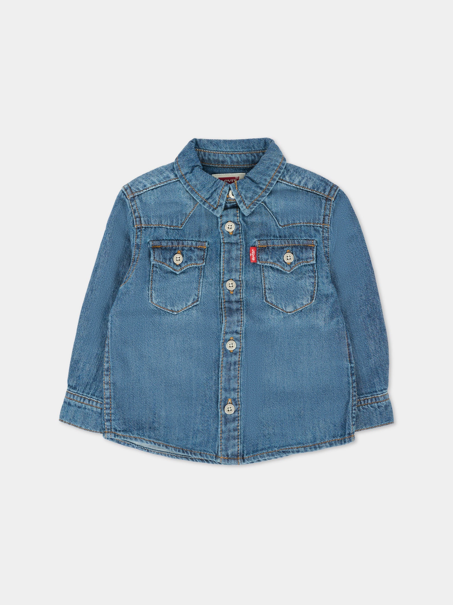 Camicia denim per neonato con logo,Levi's Kids,6EM335 MDK