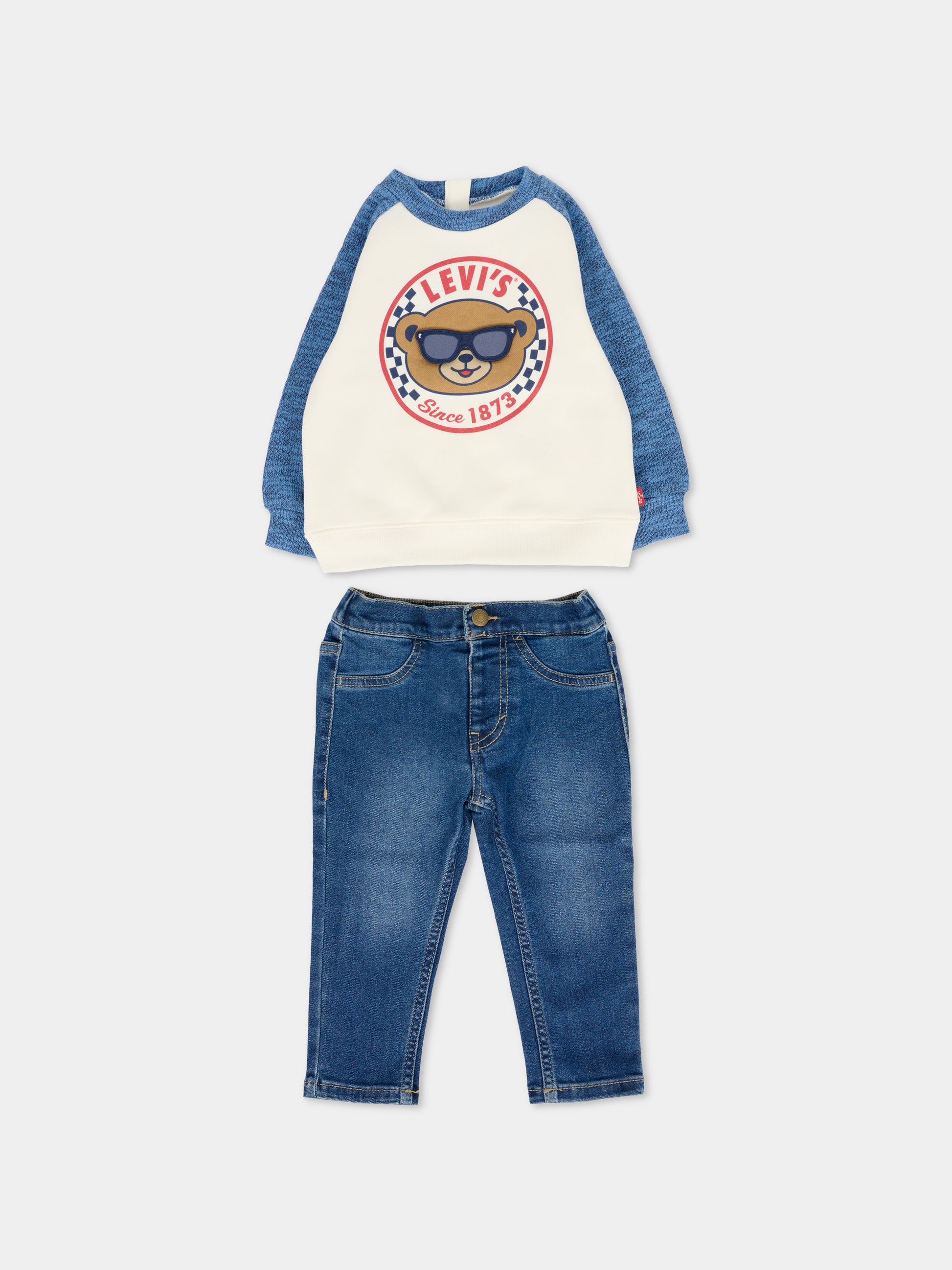 Completo blu per neonato con orsetto,Levi's Kids,6EN740 UF3