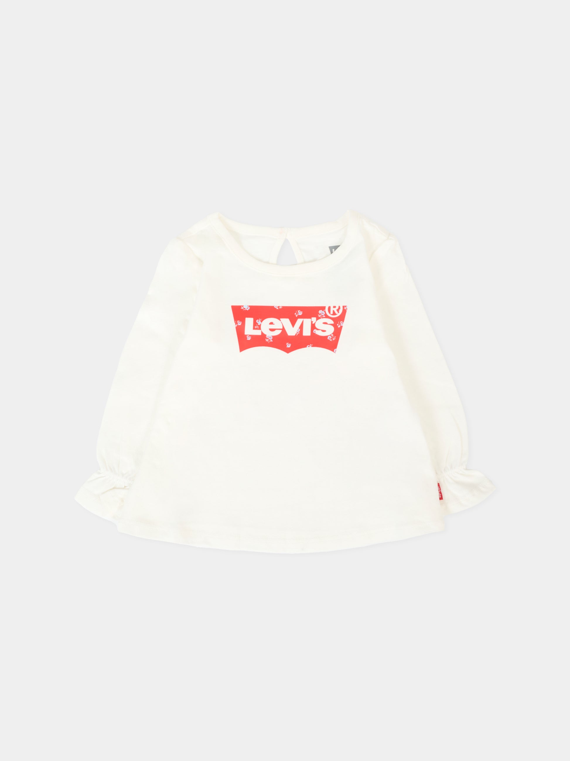 T-shirt bianca per neonata con logo e fiori,Levi's Kids,1EN569 W8J