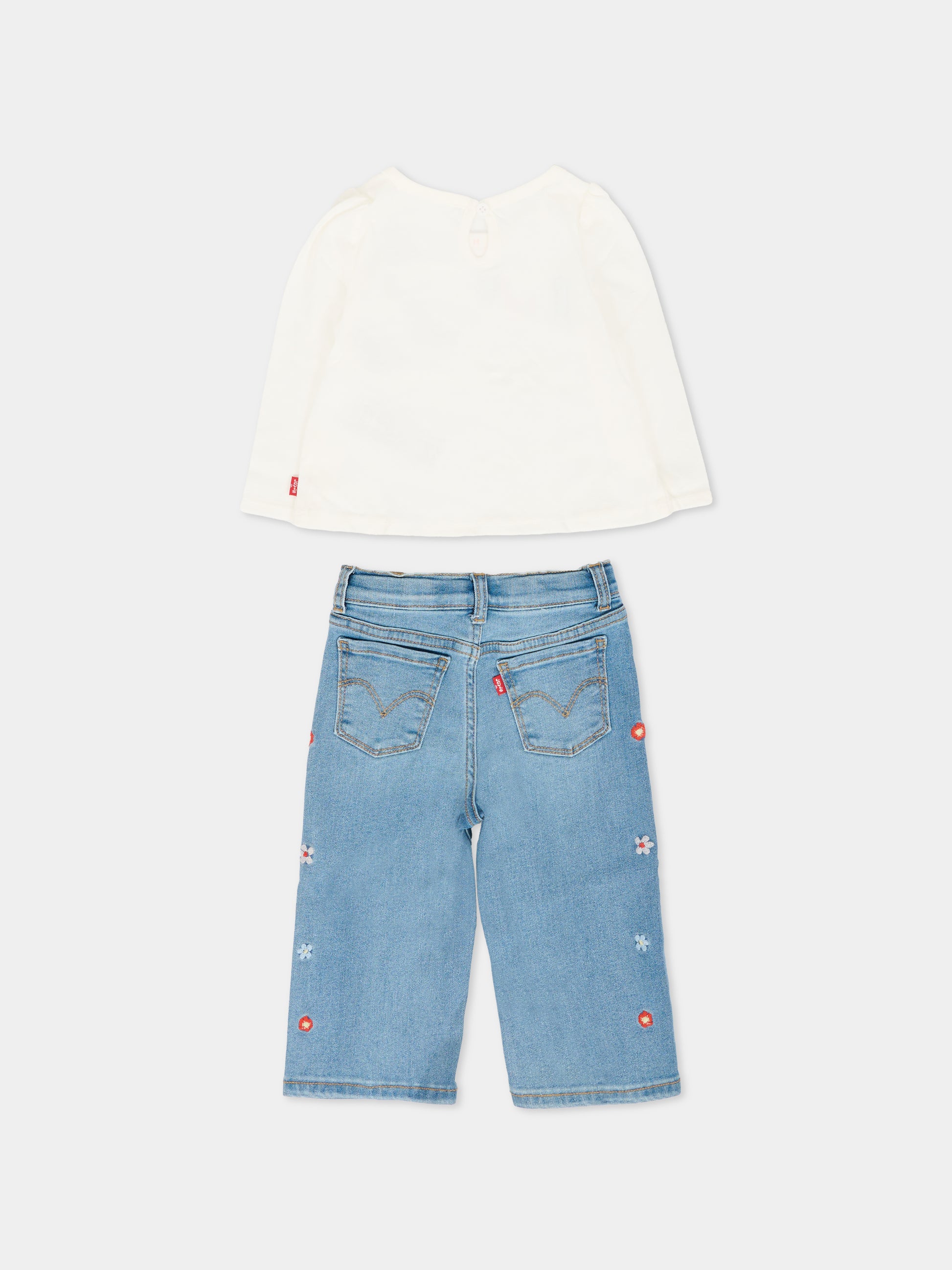 Completo avorio per neonata con logo e fiori,Levi's Kids,1EP021 W8J