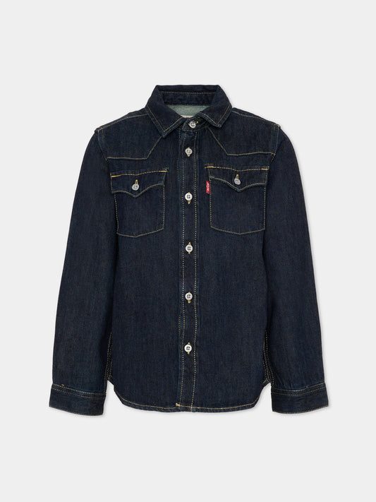 Camicia blu in denim per bambino,Levi's Kids,EL534 DAK