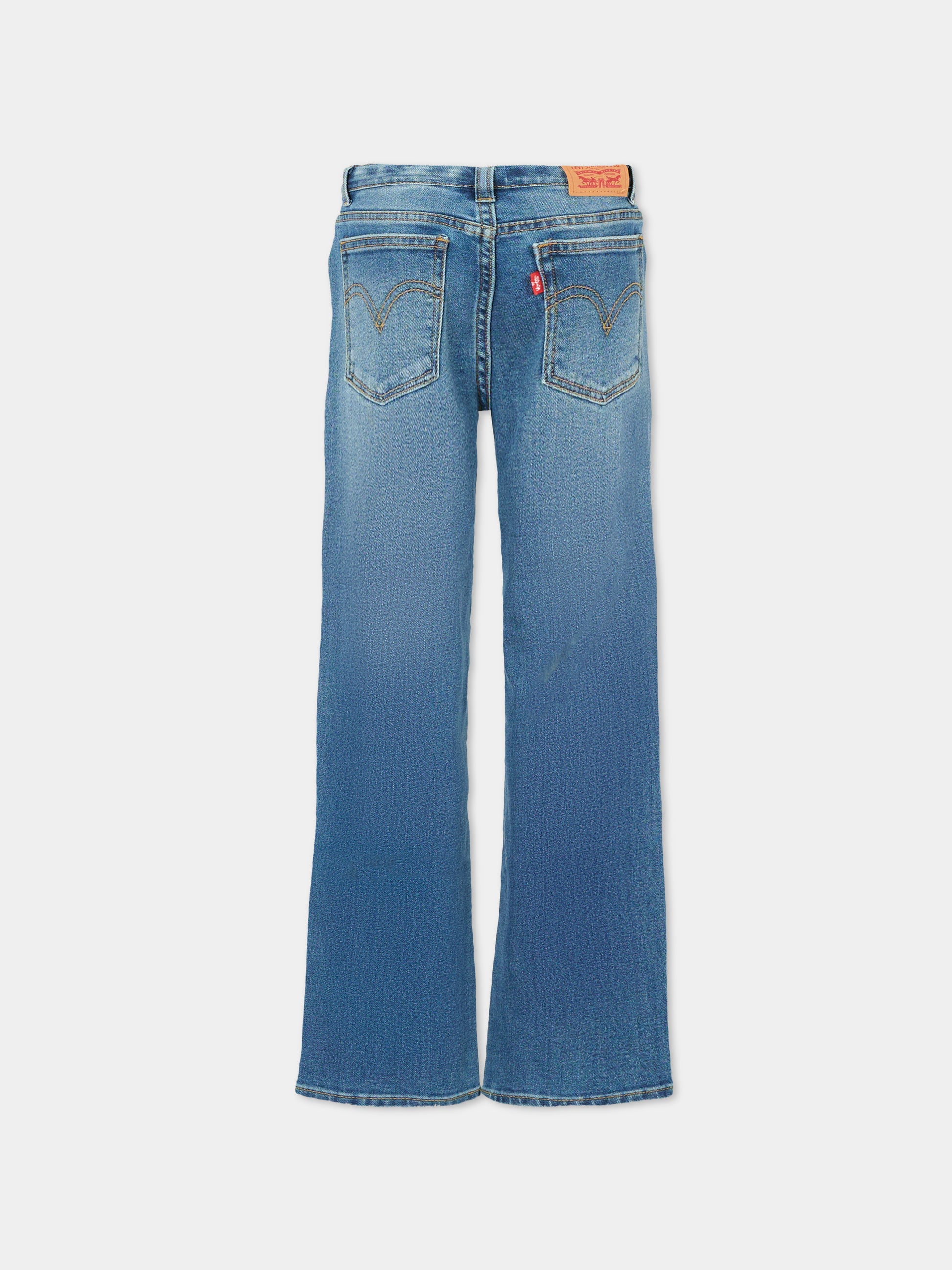 Jeans denim blu wide leg per bambina con logo,Levi's Kids,EG381 MFM