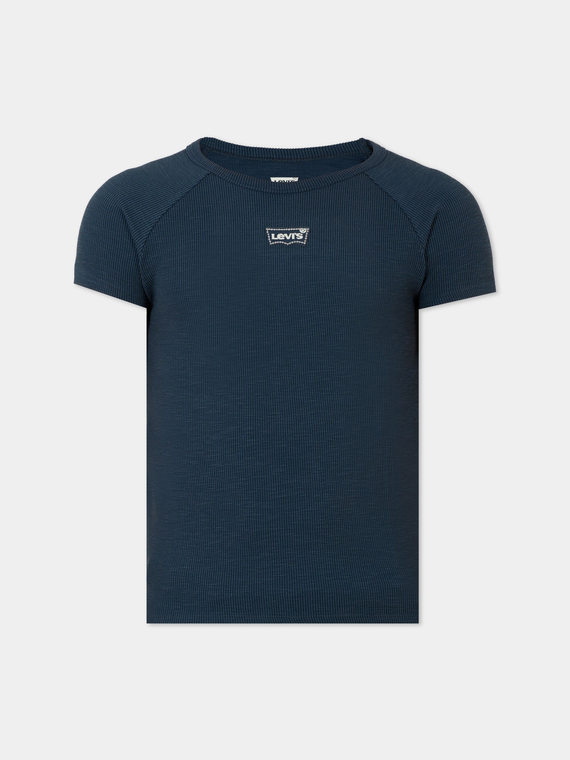 T-shirt blu per bambina con logo e strass,Levi's Kids,EN517 UF3