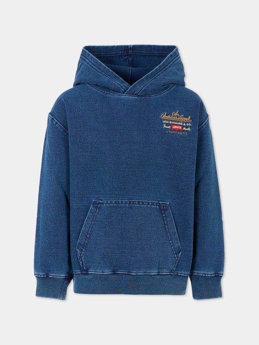 Felpa blu per bambino con logo ricamato,Levi's Kids,EN746 MH1