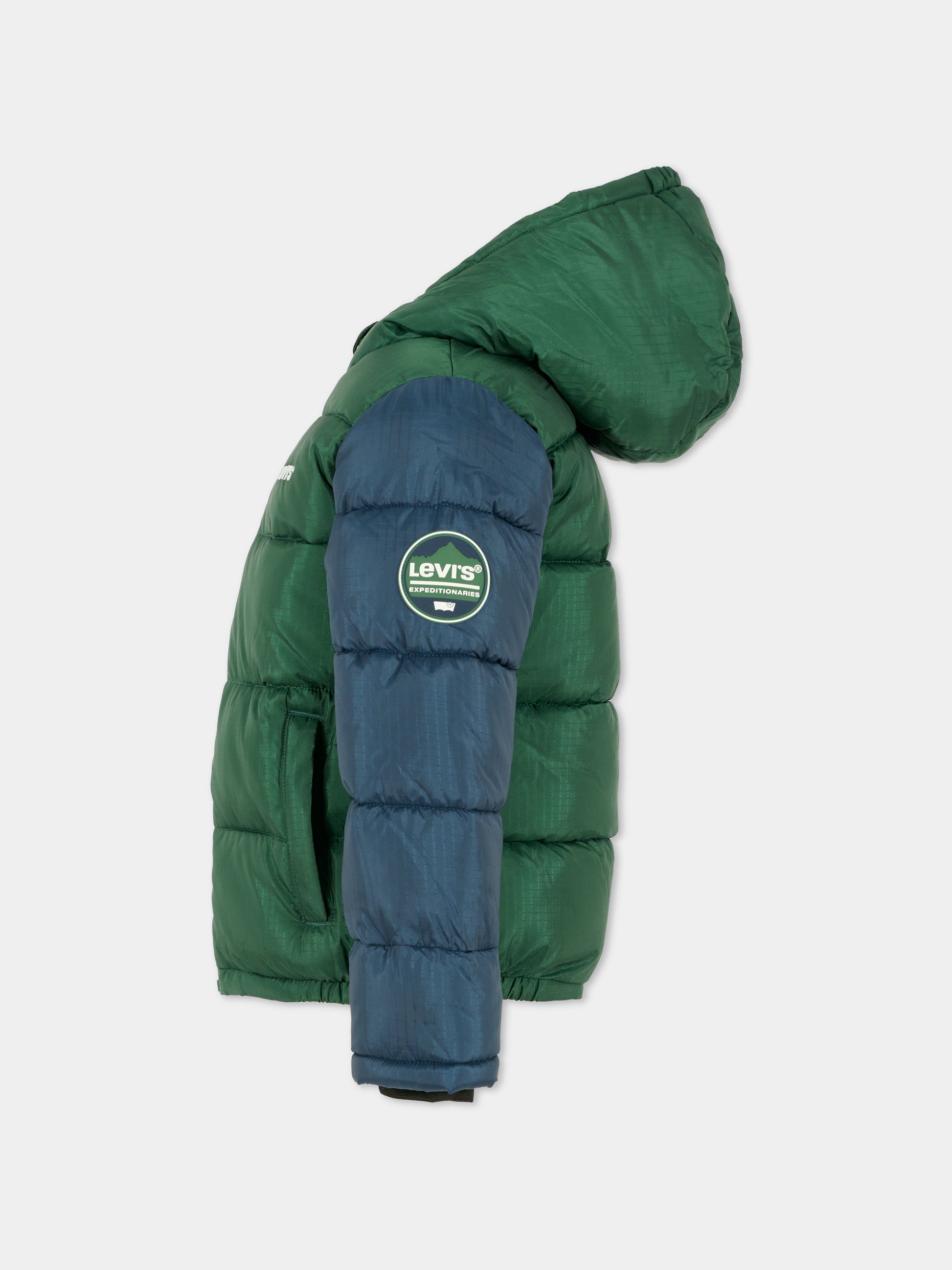 Piumino verde per bambino con logo,Levi's Kids,EH924 F7R