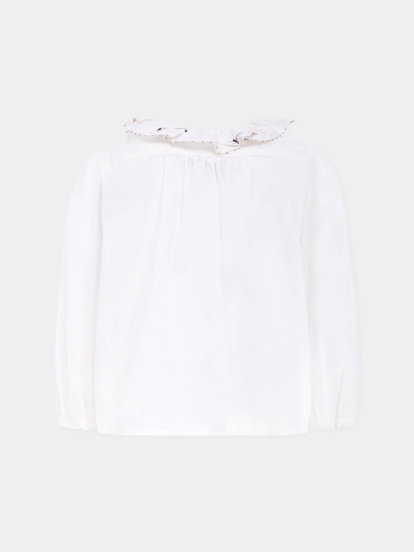 Camicia avorio per bambina con fiori ricamati,Bonpoint,W05GBLW00029 002