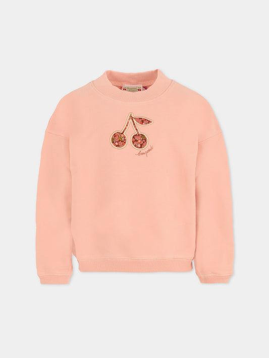 Felpa rosa per bambina con ciliegie,Bonpoint,W05GSWK00004 122