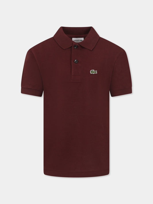 Polo bordeaux per bambini con coccodrillo,Lacoste,PJ2909 BZD