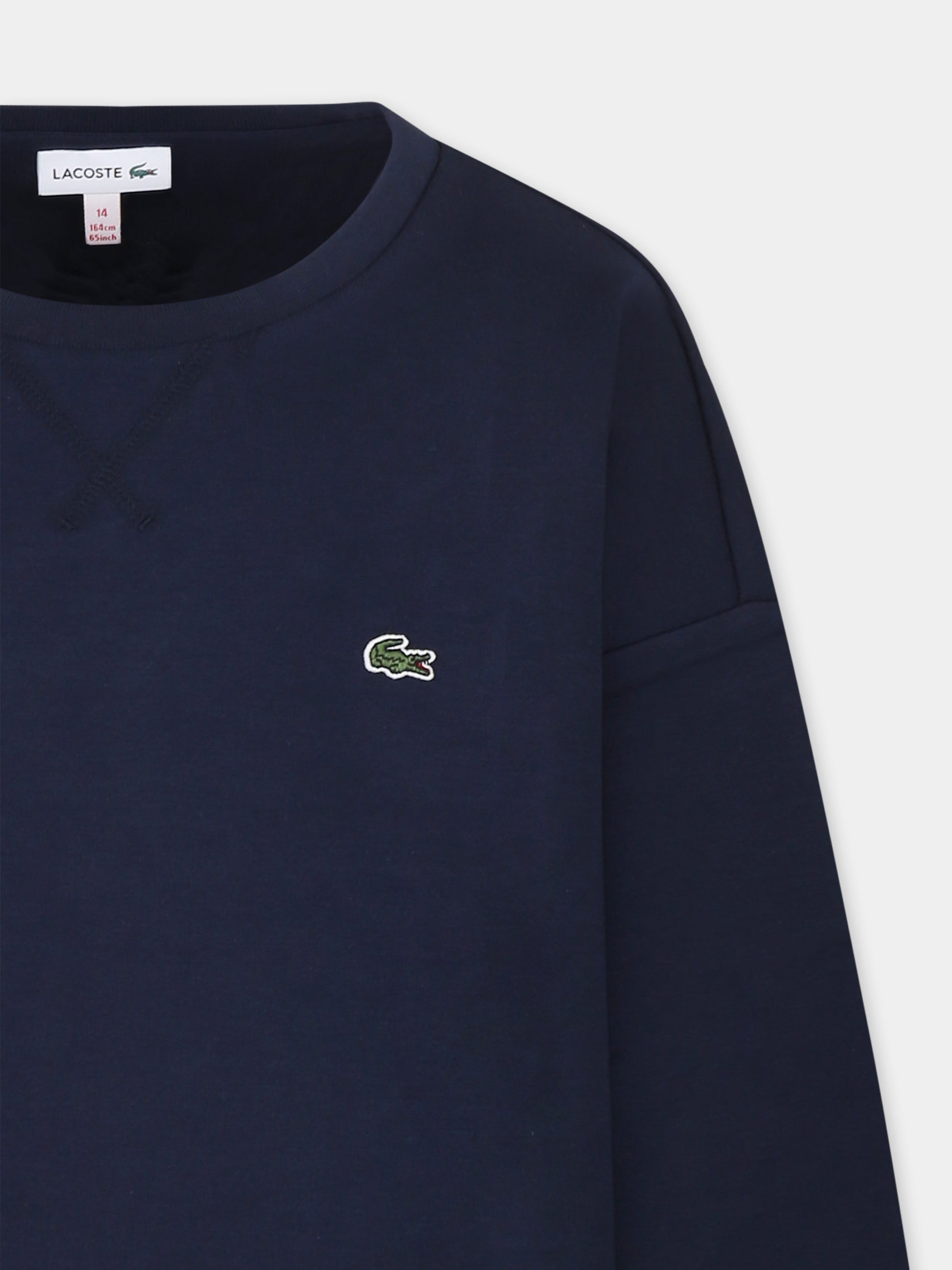 Felpa blu per bambina con coccodrillo,Lacoste,SJ2491 525