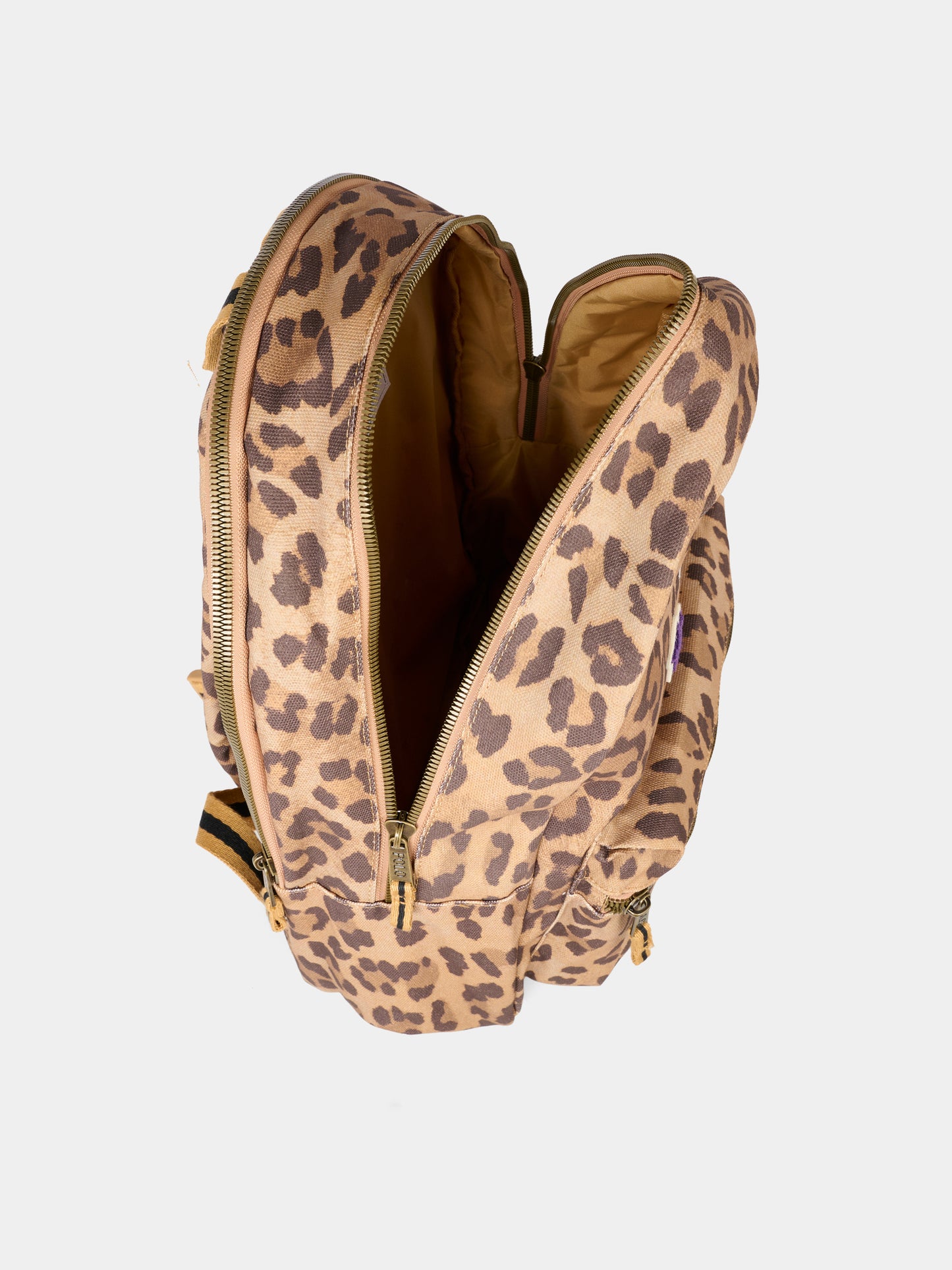 Zaino multicolor per bambina con Polo Bear e stampa animalier,Ralph Lauren Kids,9AR157 X3X