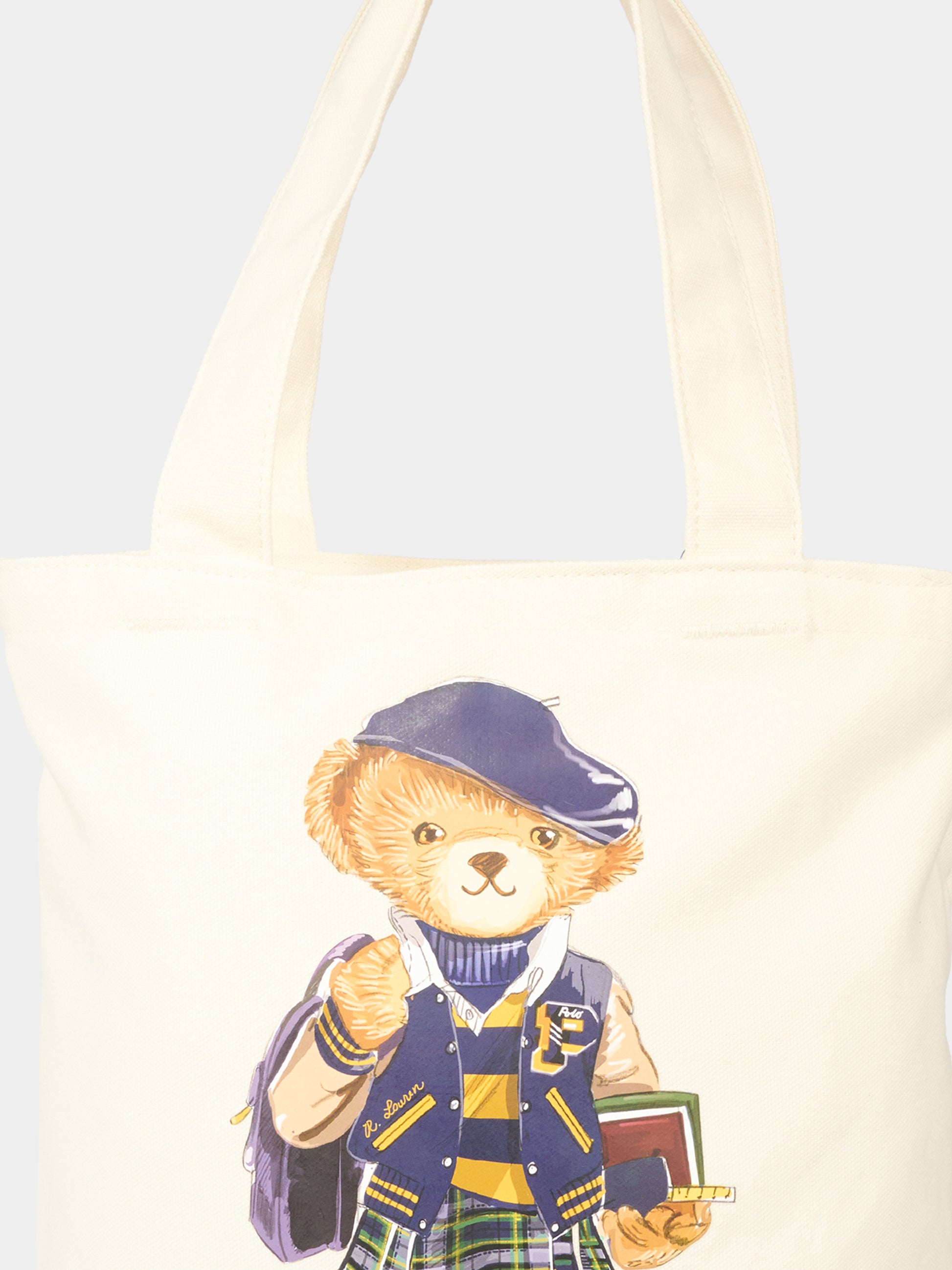 Borsa avorio per bambina con Polo Bear,Ralph Lauren Kids,9AR021 J9G