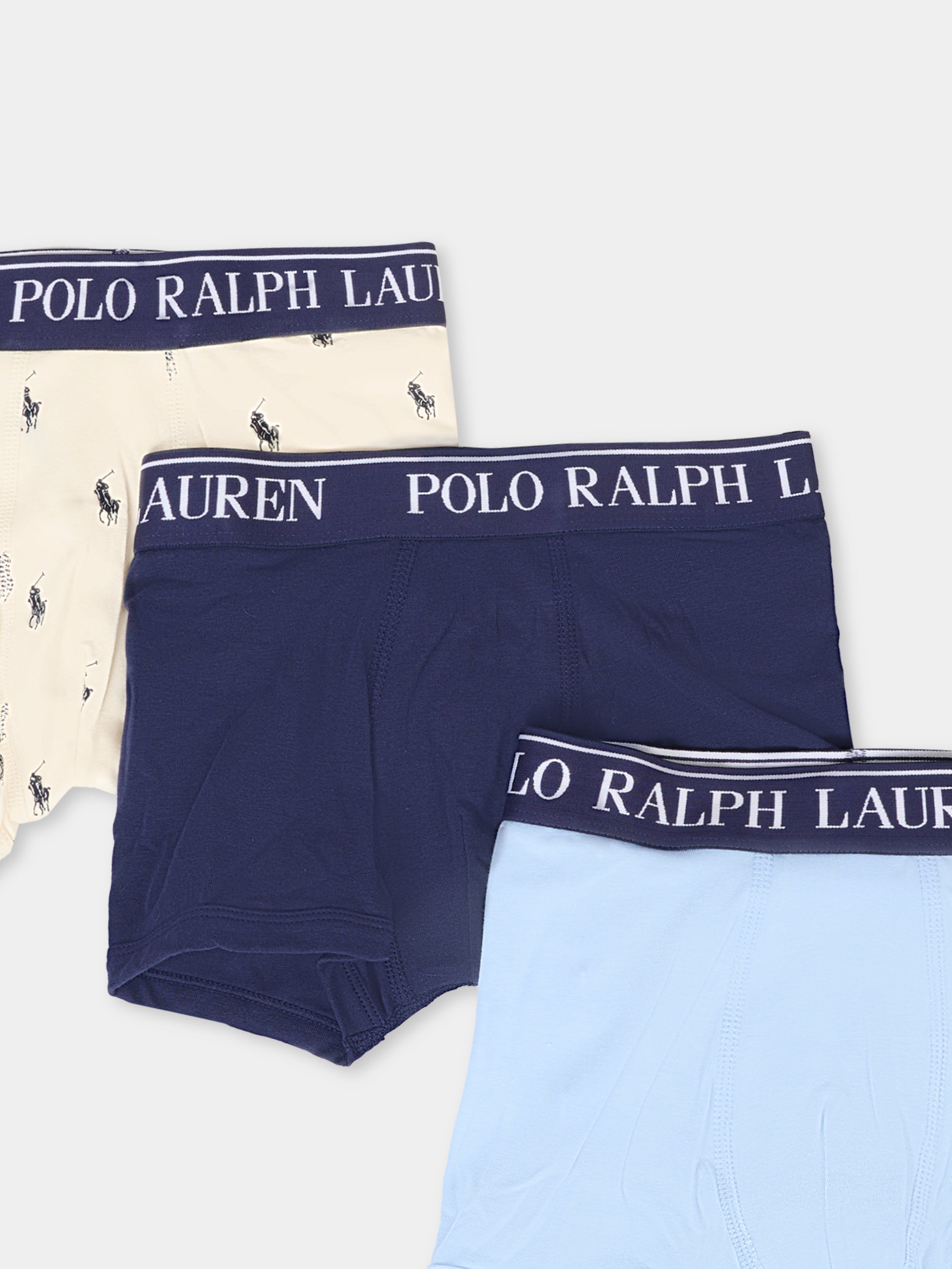Set boxer blu per bambino con cavallino e logo,Ralph Lauren Kids,9P5015 BK8