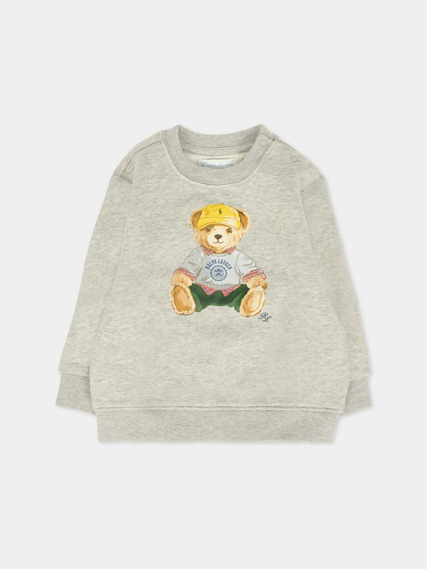 Felpa grigia per neonato con logo,Ralph Lauren Kids,P00514001