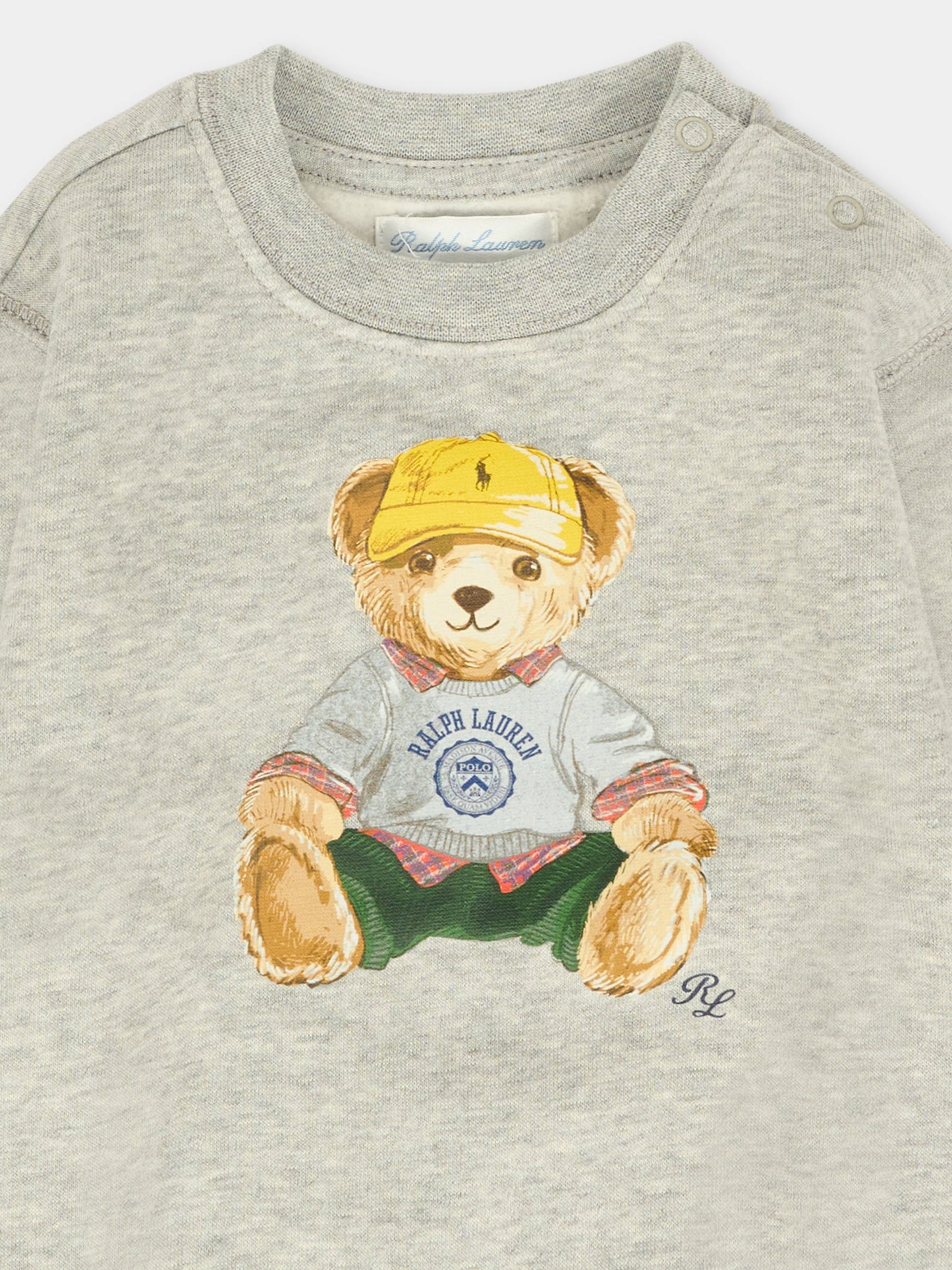 Felpa grigia per neonato con logo,Ralph Lauren Kids,P00514001